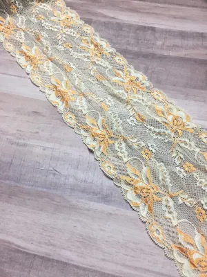 Orange & Cream 6" Wide Stretch Lace