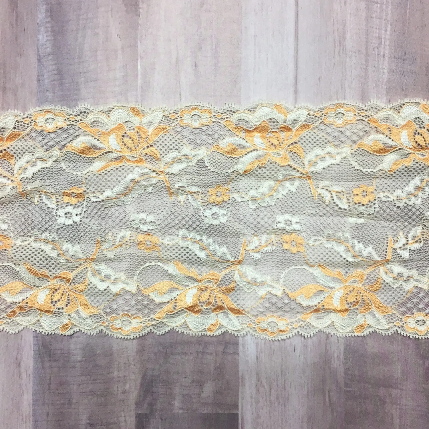 Orange & Cream 6" Wide Stretch Lace