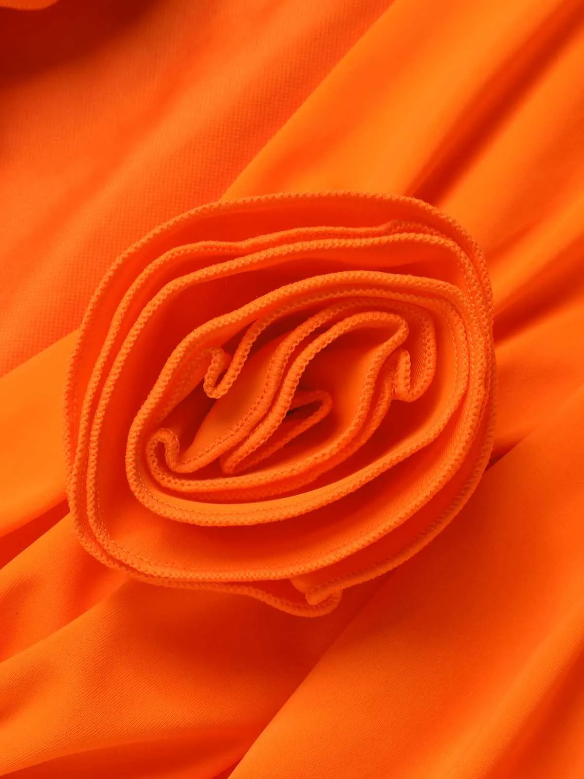 Orange Red 1950s Halter 3D Flower One-Piece Swimsuit