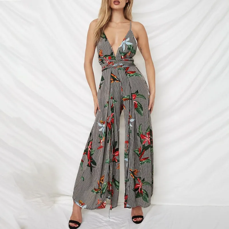 Orchid Floral Striped Jumpsuit