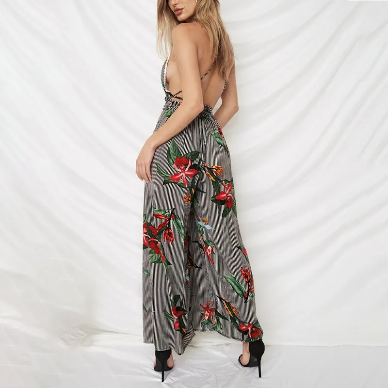 Orchid Floral Striped Jumpsuit