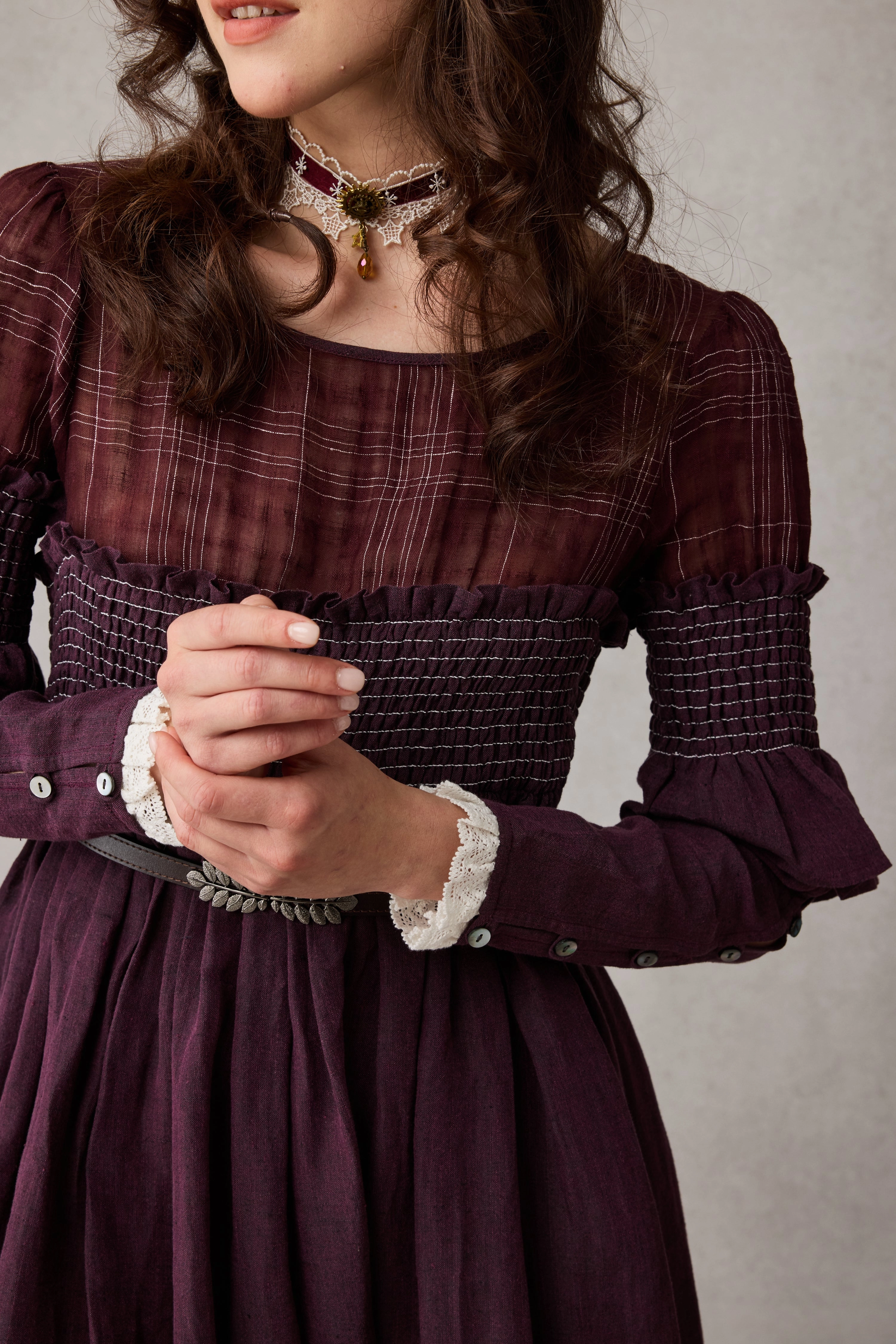 Orchid 19 |romantic linen gown Water Repellent Fabric