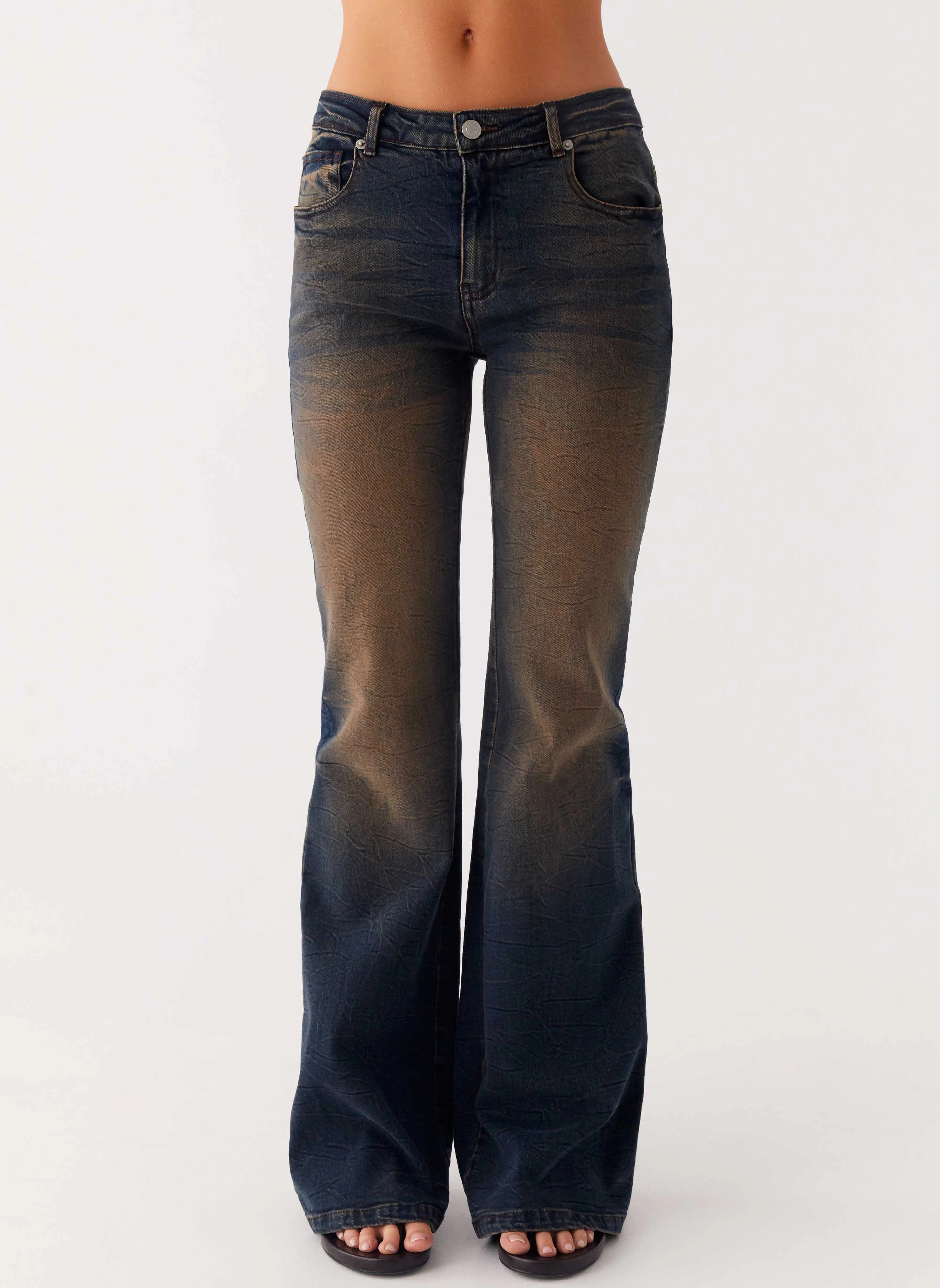 Comfy Look Oregon Flared Jeans - Dirty Black Wash