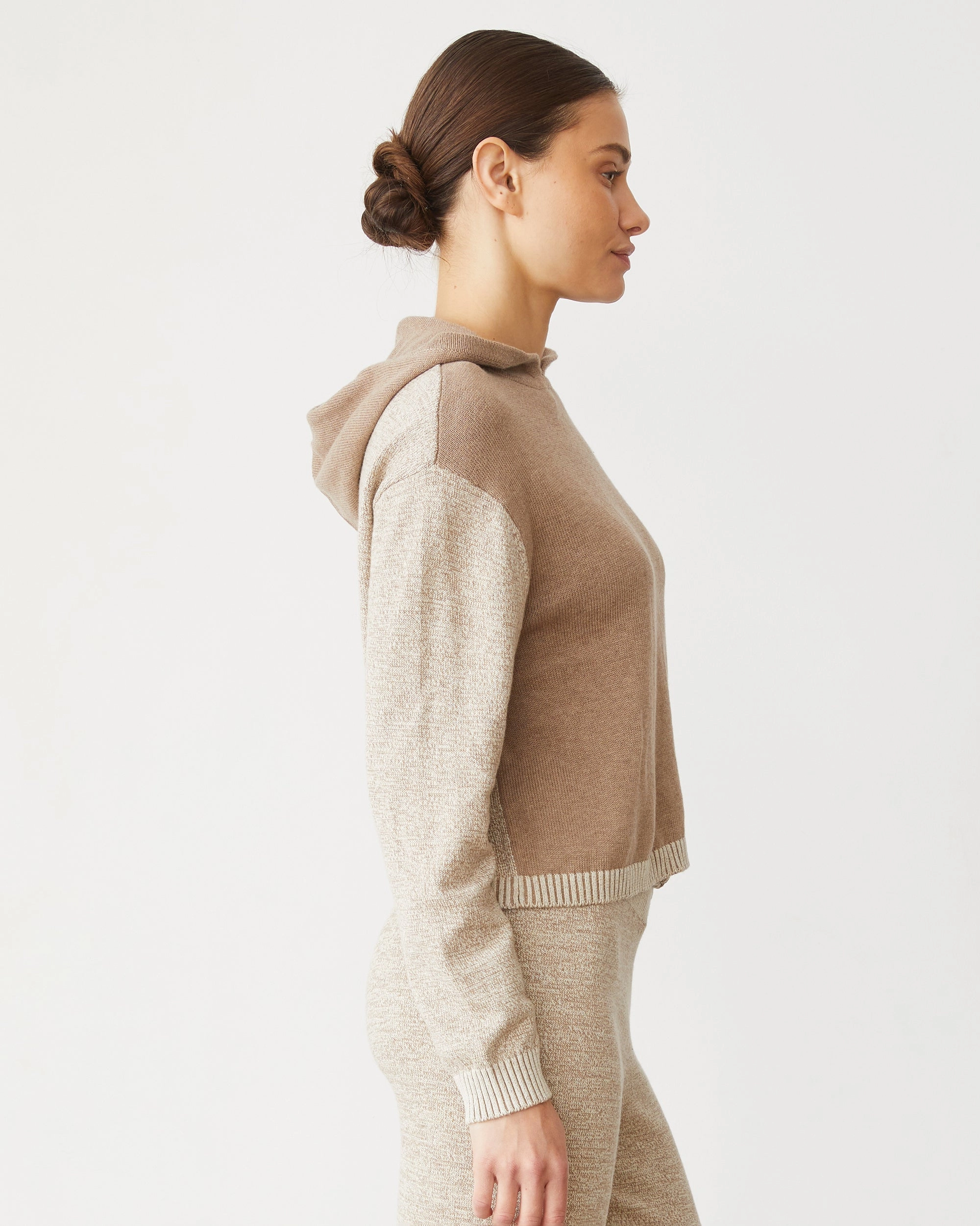 Organic Cotton Cashmere Hooded Sweater Durable Chainstitch