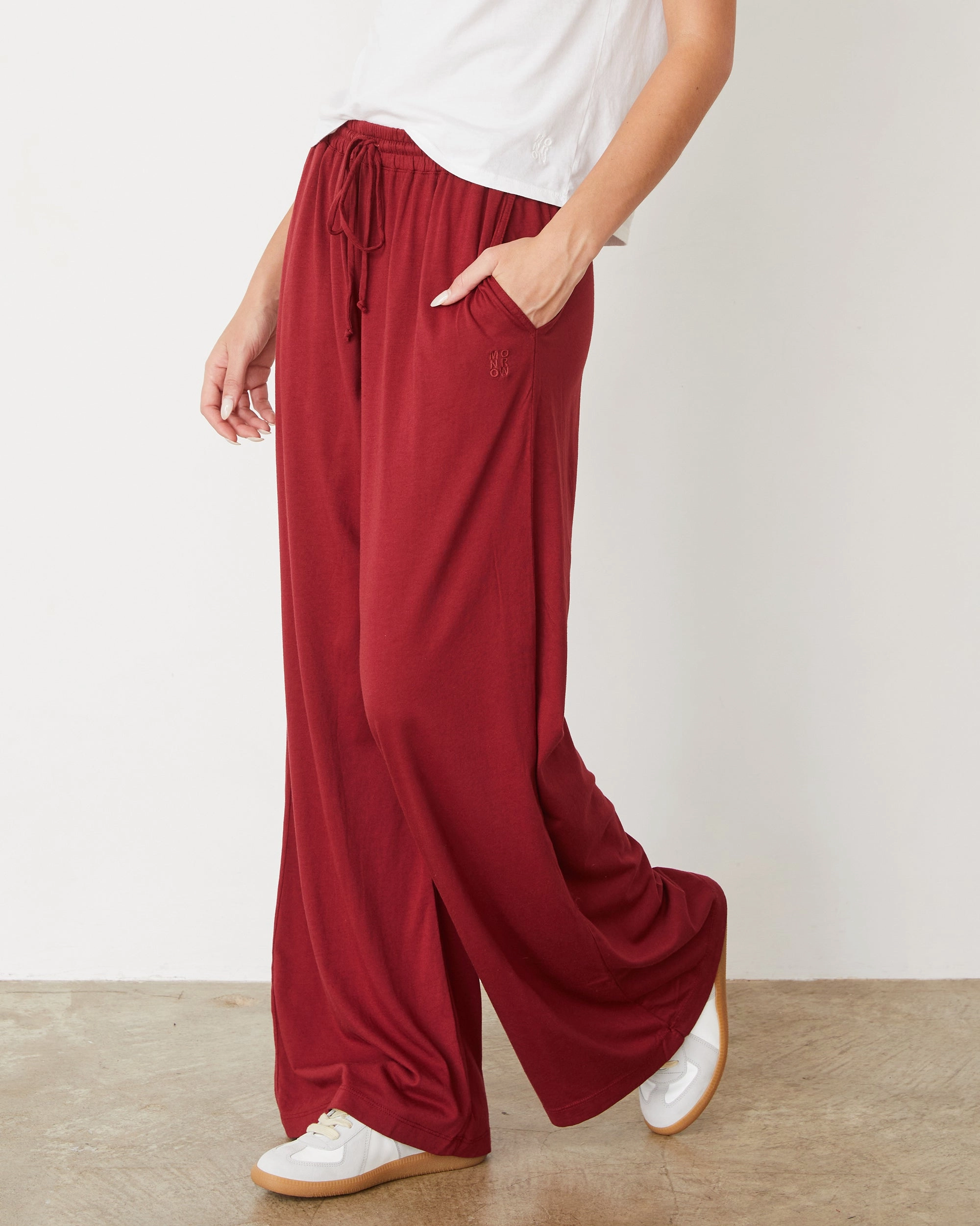 Organic Jersey Wide Leg Pant Soft Interior Smooth Fit Lining