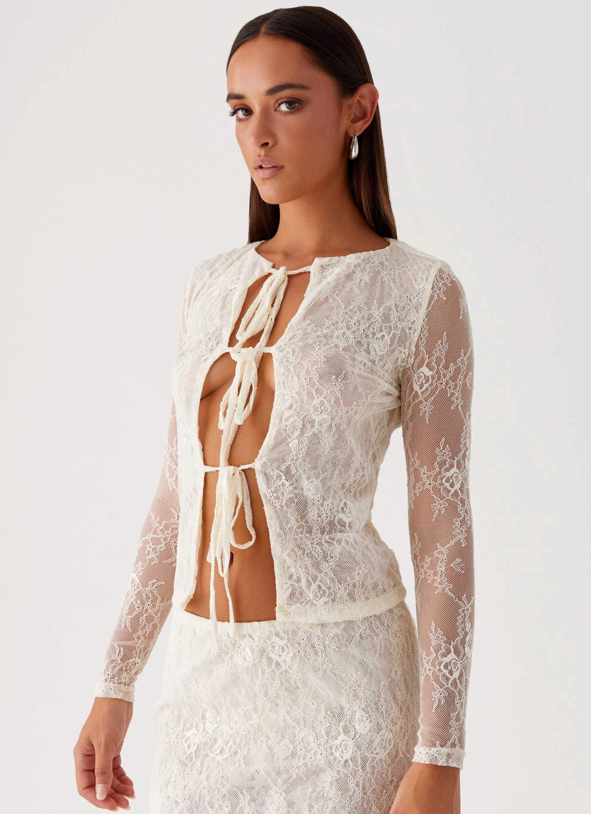 Sweat Absorbing Lining Duet Long Sleeve Top - Ivory