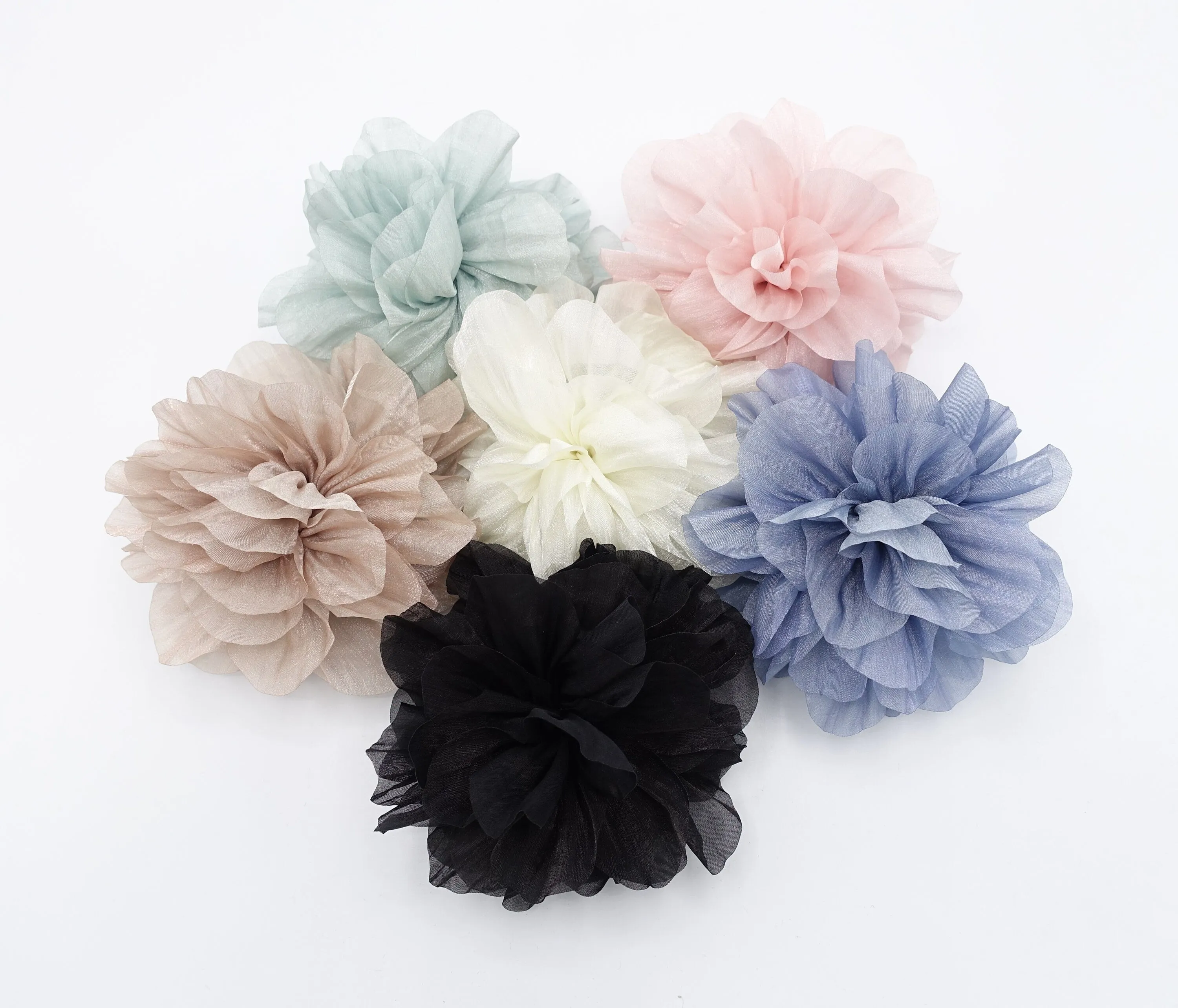 organza flower hair claw, big flower hair claw for women