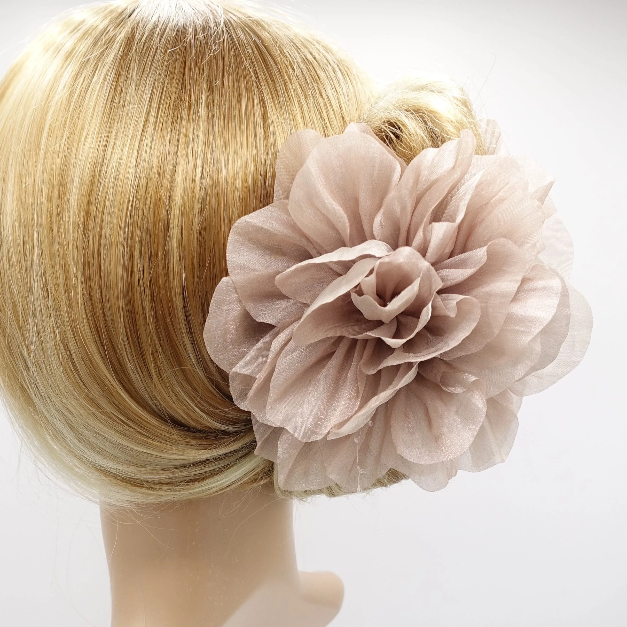 organza flower hair claw, big flower hair claw for women