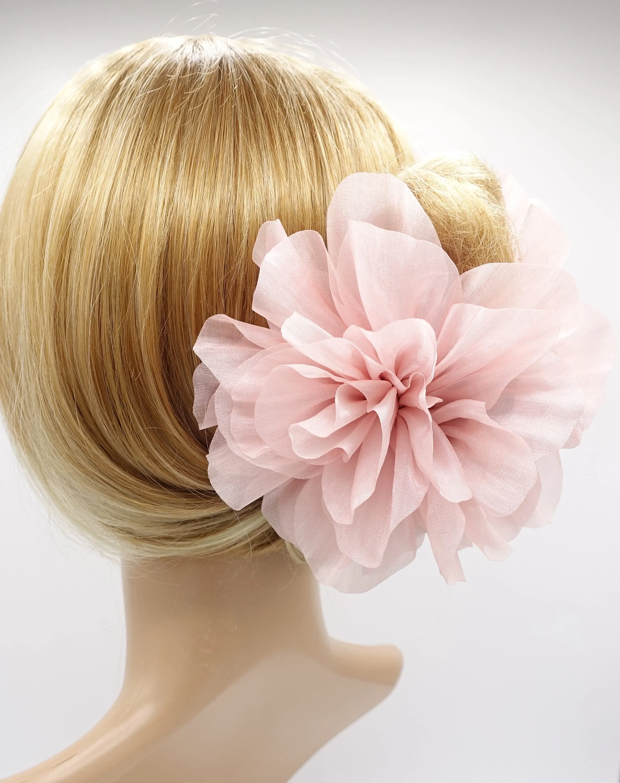 organza flower hair claw, big flower hair claw for women
