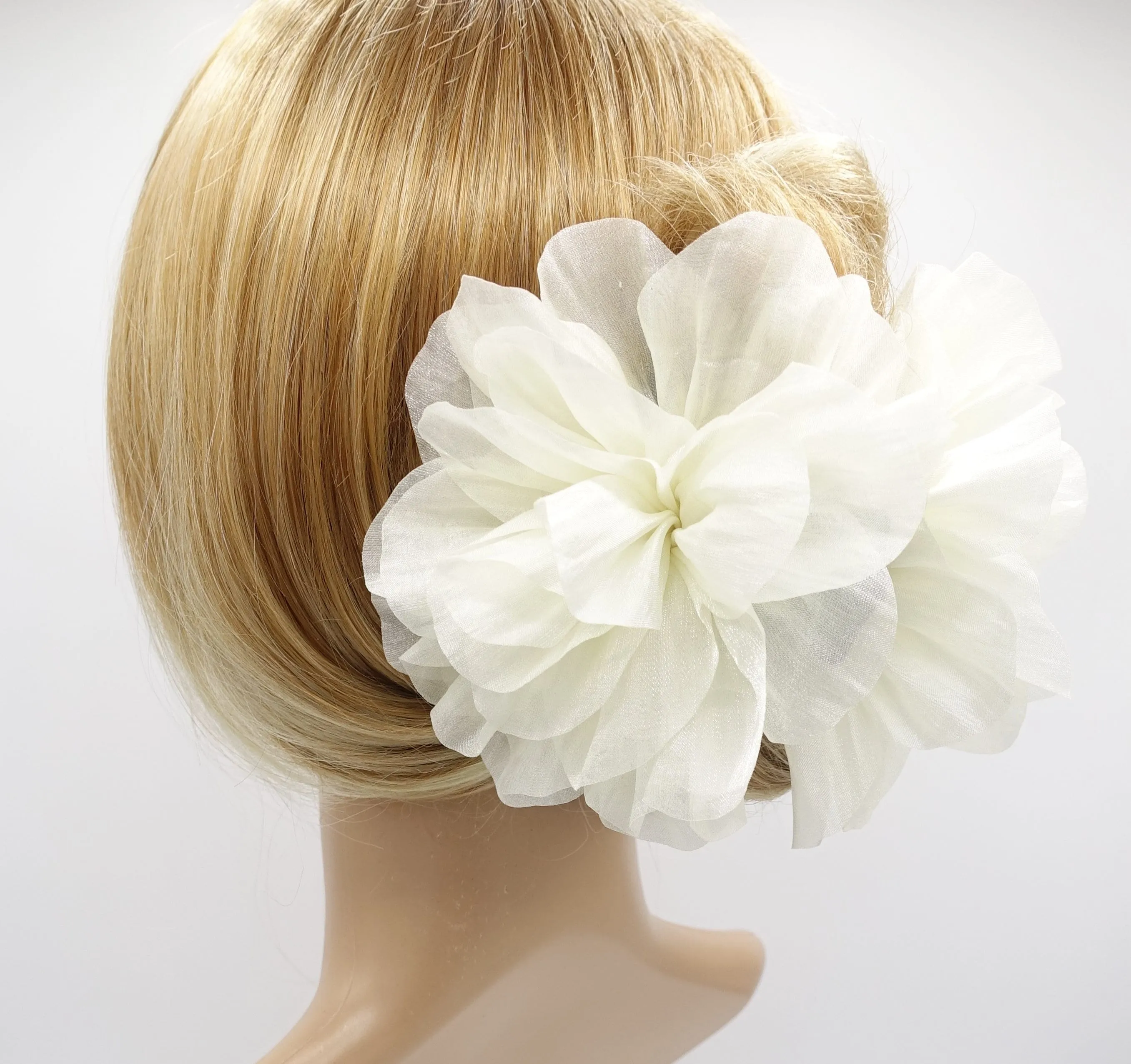 organza flower hair claw, big flower hair claw for women