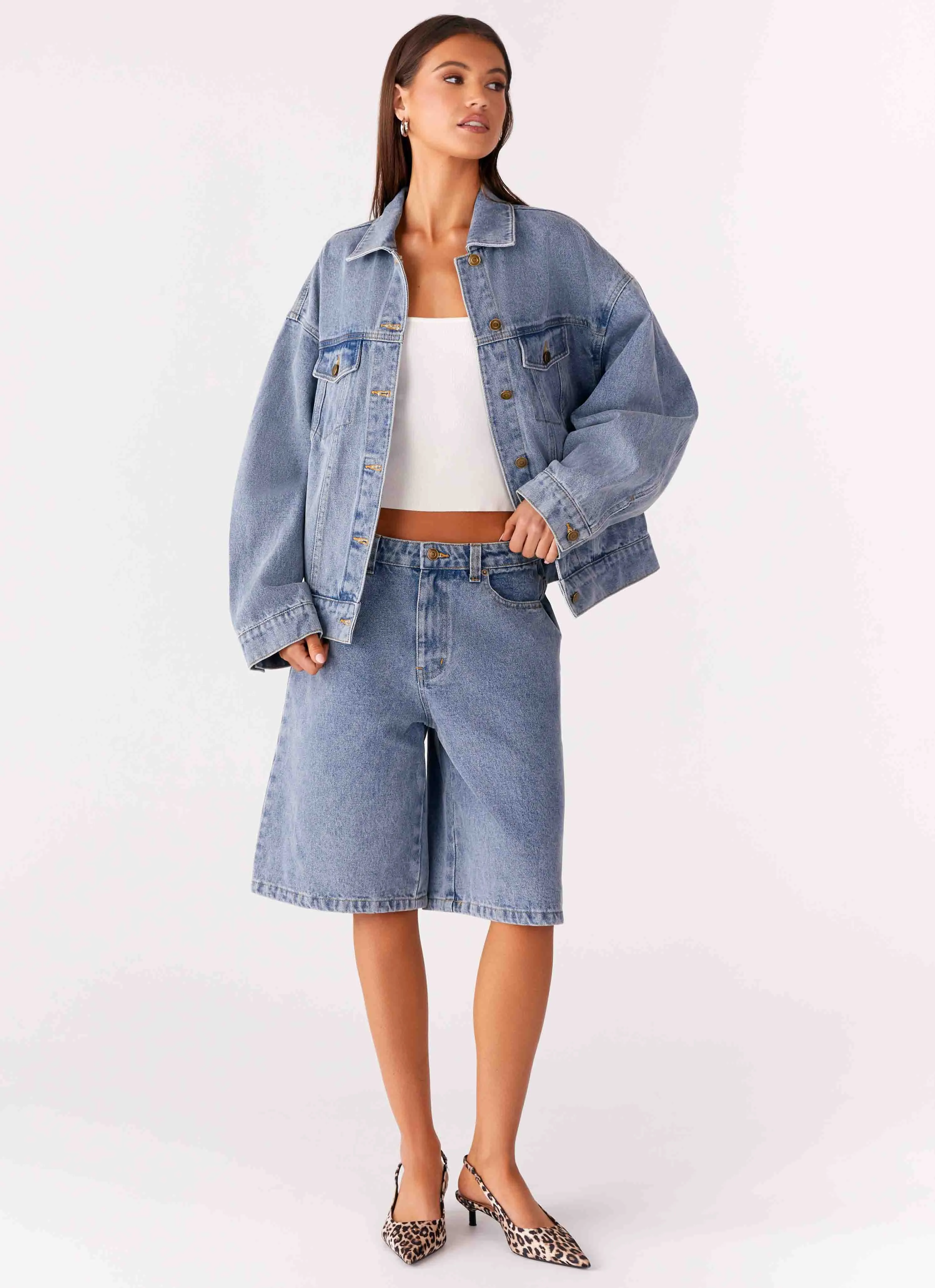 Orleans Denim Jorts - Blue Fashionable Waist
