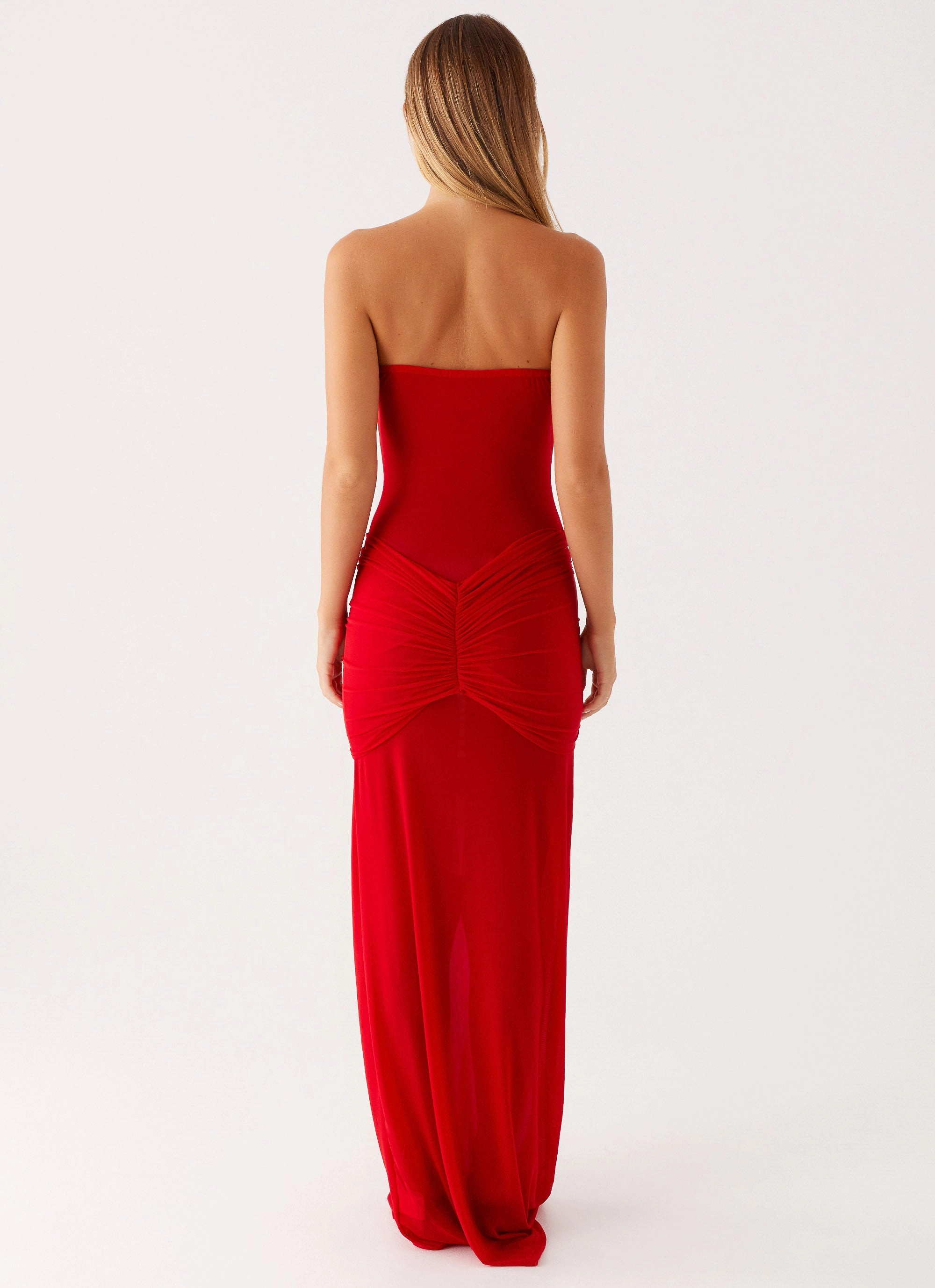 Front Detail Lounge Vibes Ottilie Mesh Maxi Dress - Red