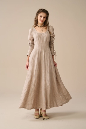 Outdoor Adventure Crystal 17 | Victorian maxi linen dress High Tensile Reinforcement Chill Proof Style Crystal 17 | Victorian maxi linen dress