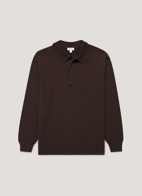 Outdoor Comfort Men's Cashmere Polo Shirt in Truffle Easy Fashion Men's Cashmere Polo Shirt in Truffle