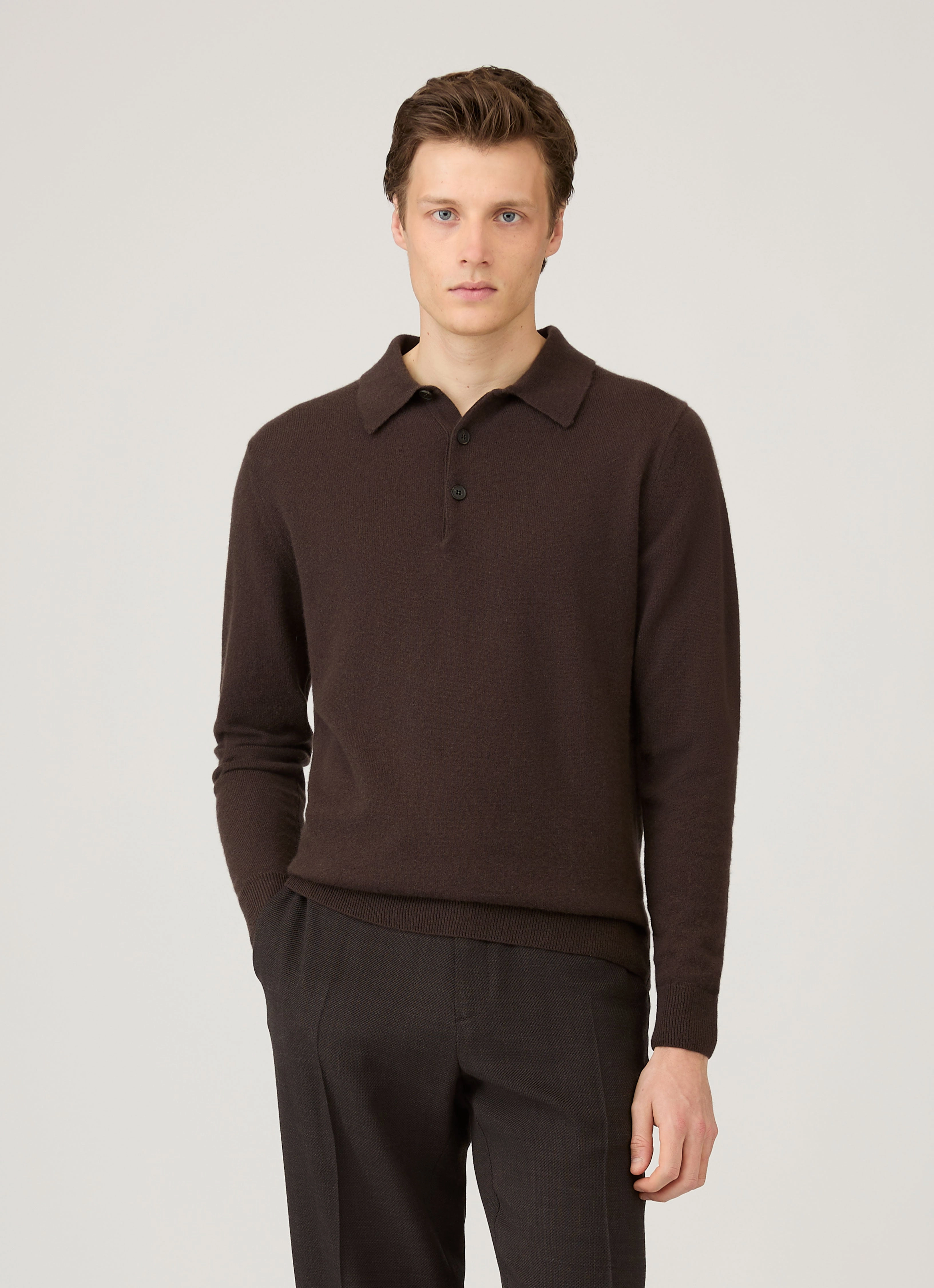 Men's Cashmere Polo Shirt in Truffle Urban Fashion
