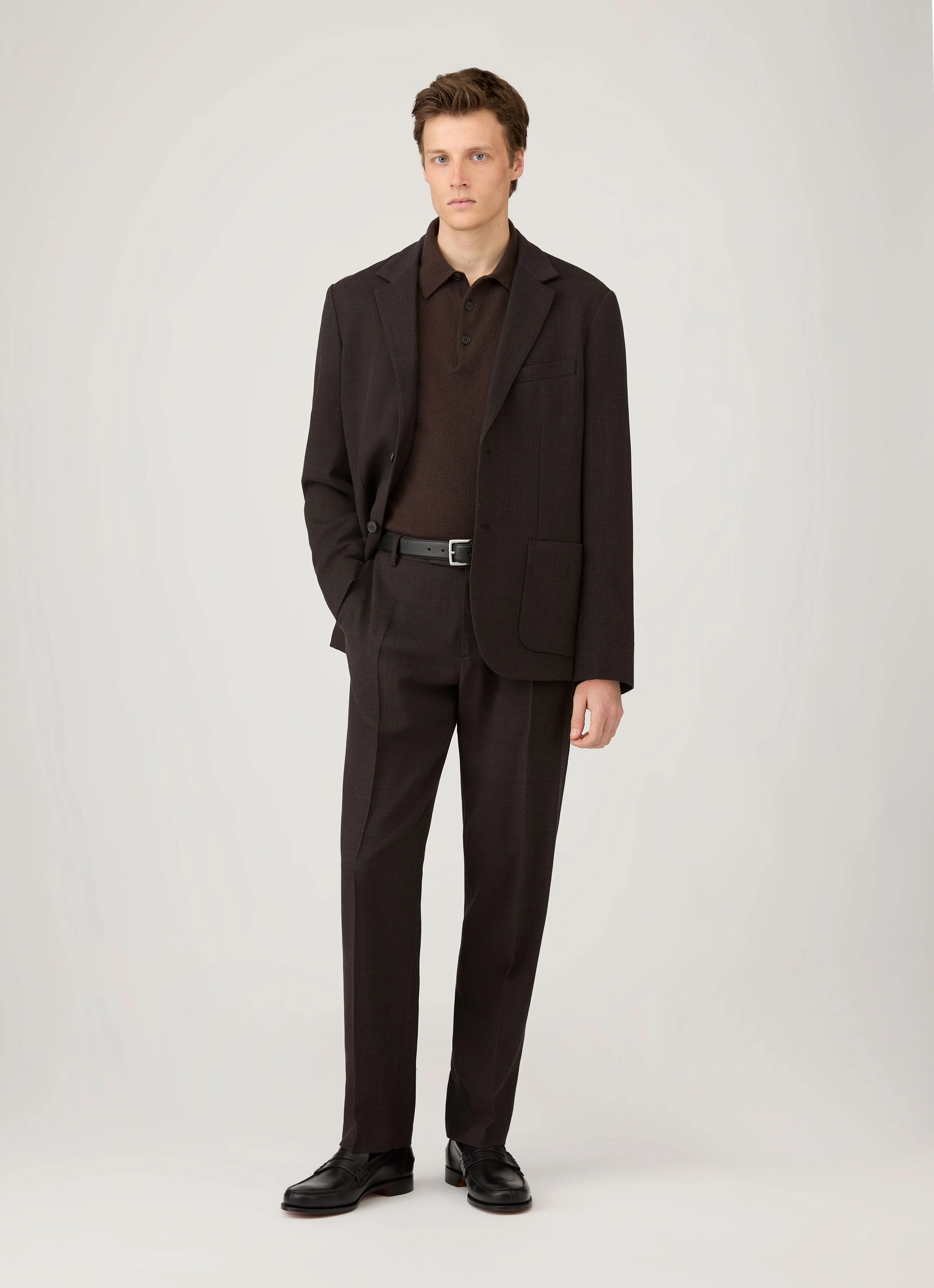 Men's Cashmere Polo Shirt in Truffle Chic Look