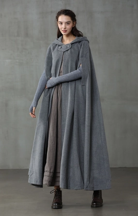 Outlander 2020 | 100% Wool Cloak Coat Elegant Items Smocked-Detail Easy Wrap Outlander 2020 | 100% Wool Cloak Coat