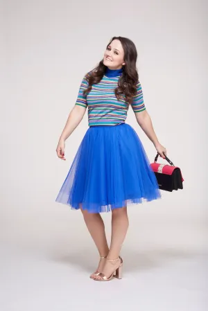 Over the Knee Electric Blue Tulle Skirt