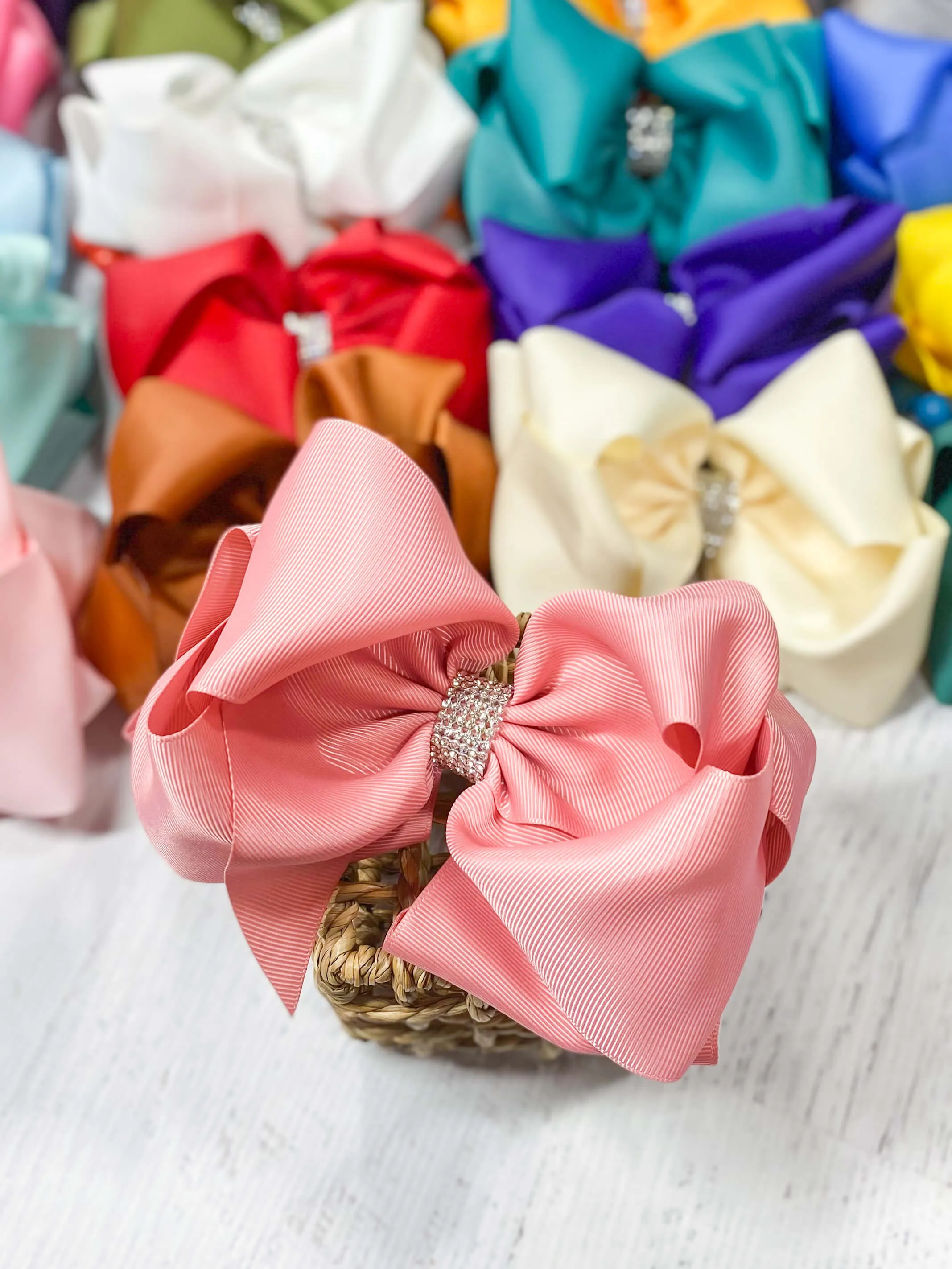 Oversize Rhinestone Hair Bows - Alligator Clip - 5.5"