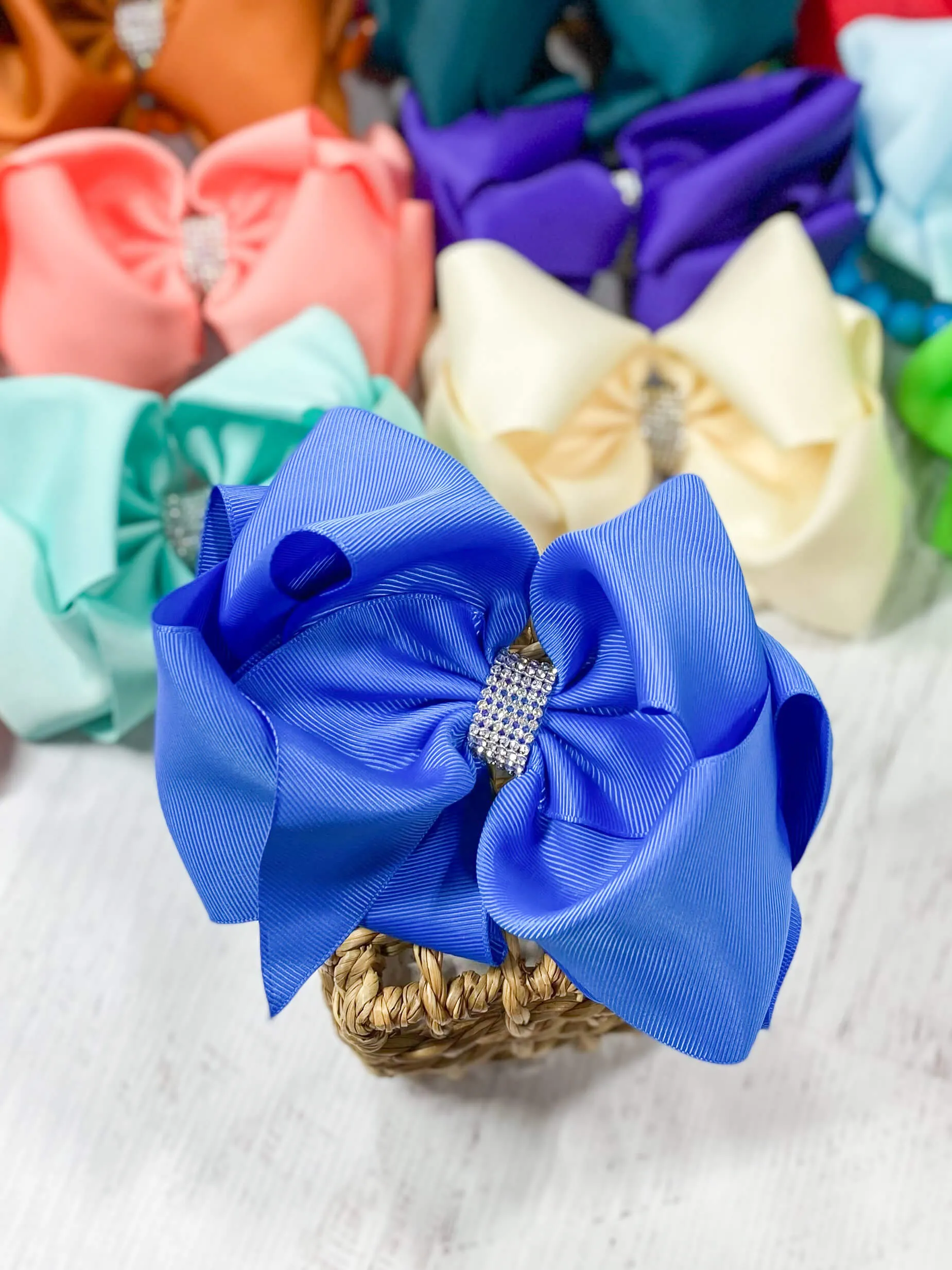 Oversize Rhinestone Hair Bows - Alligator Clip - 5.5"