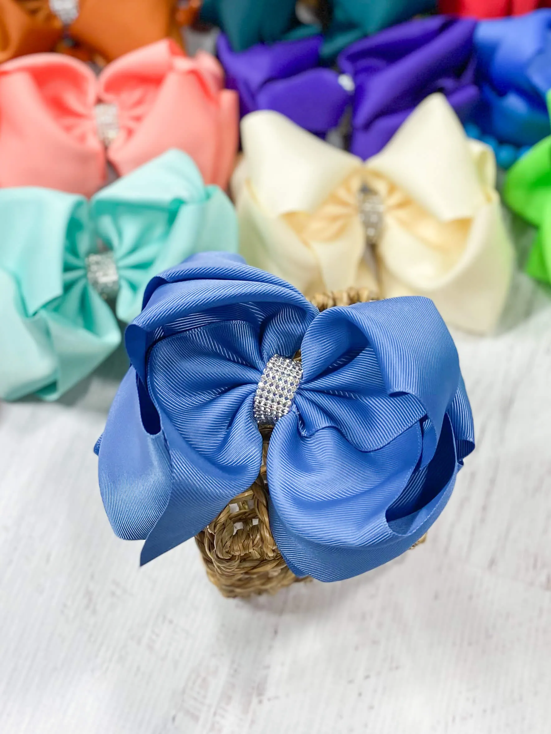 Oversize Rhinestone Hair Bows - Alligator Clip - 5.5"