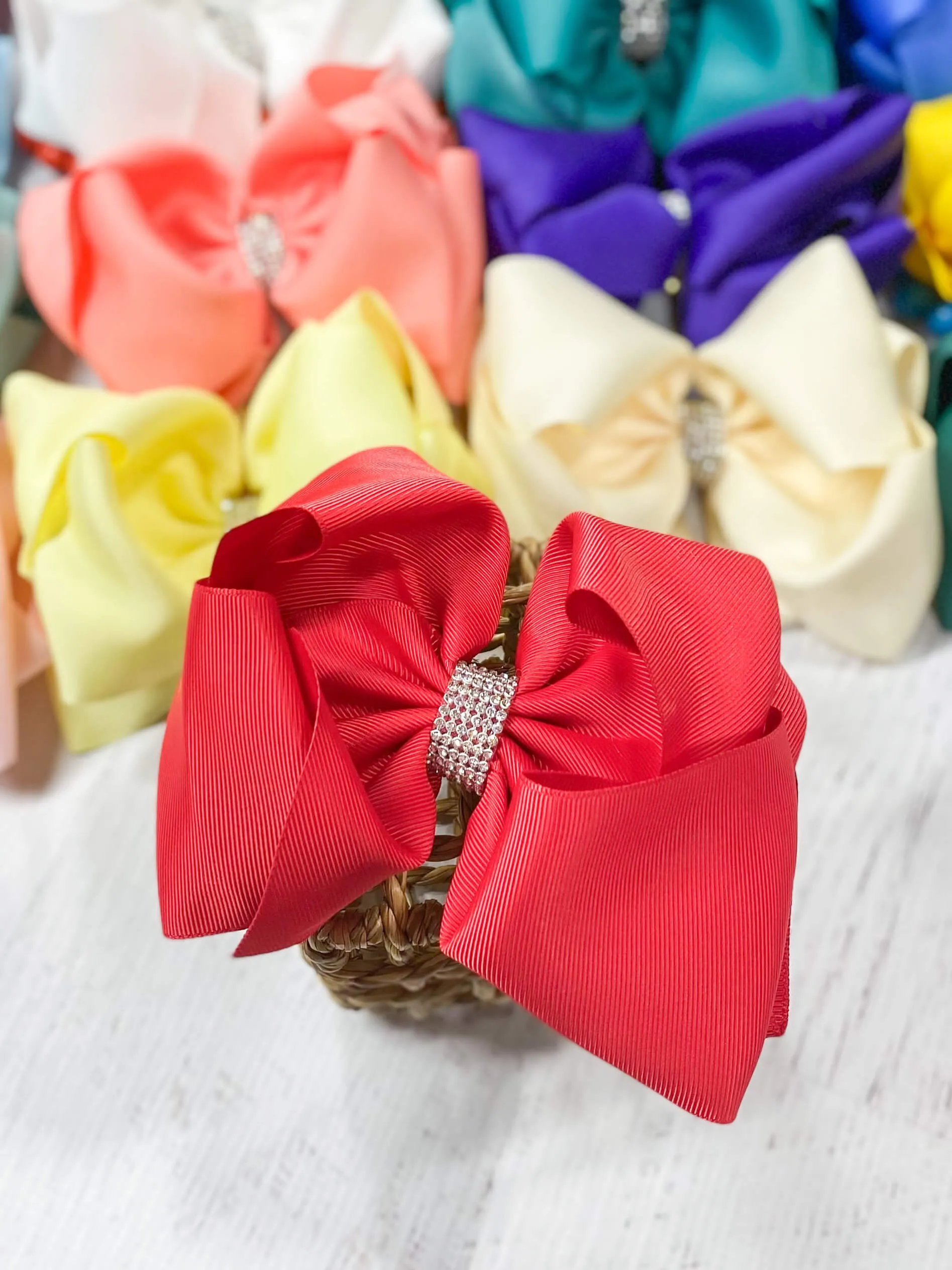 Oversize Rhinestone Hair Bows - Alligator Clip - 5.5"