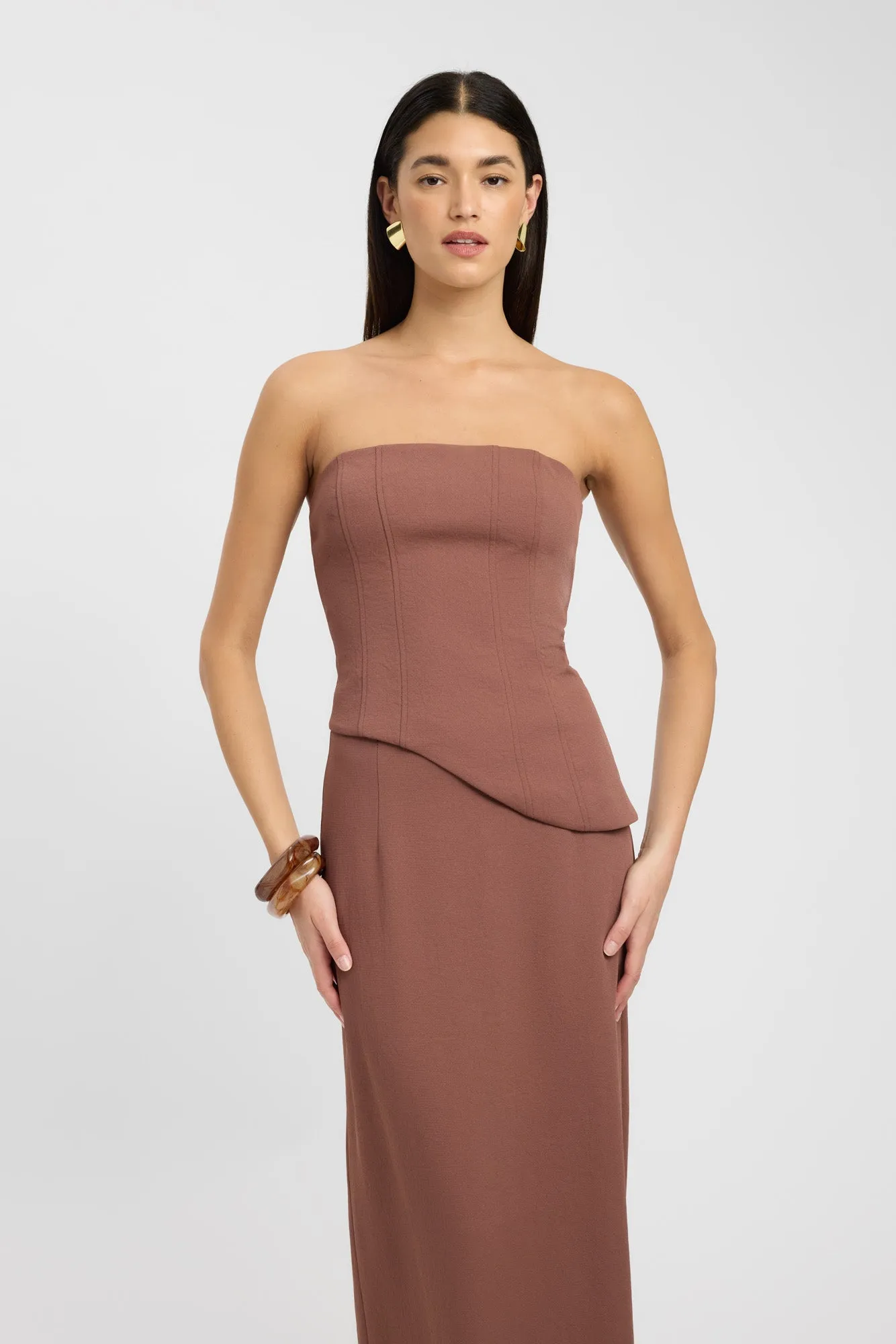 Inverted Pleats Oyster Midi Skirt