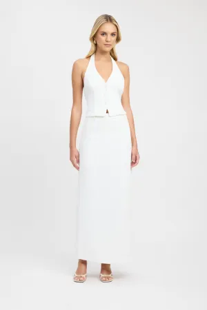 Oyster Midi Skirt Fresh Layer Reinforced Pockets Statement Color Oyster Midi Skirt