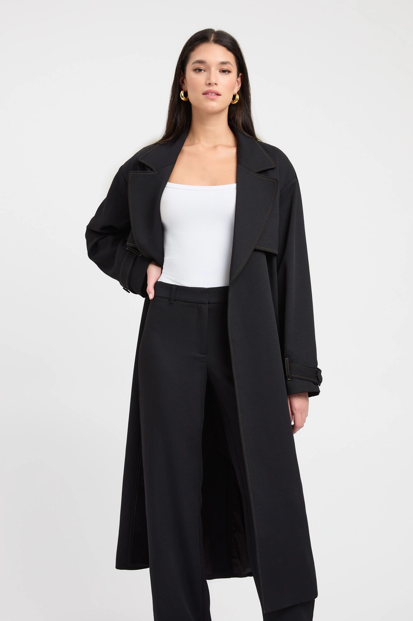 Tactile Response Fabric Minimalist Oyster Contrast Trench