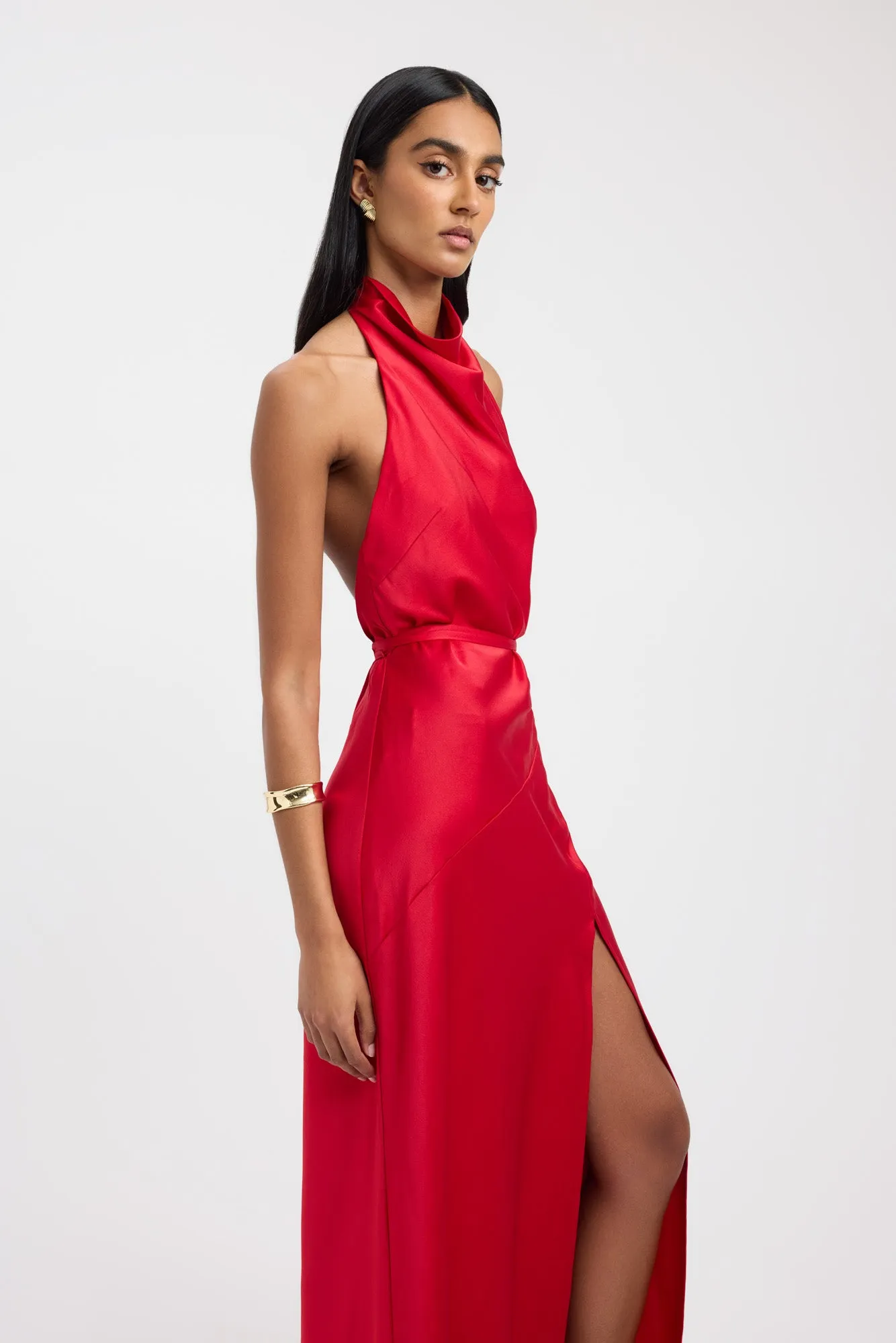 Palermo Halter Maxi Dress Subtle Texture