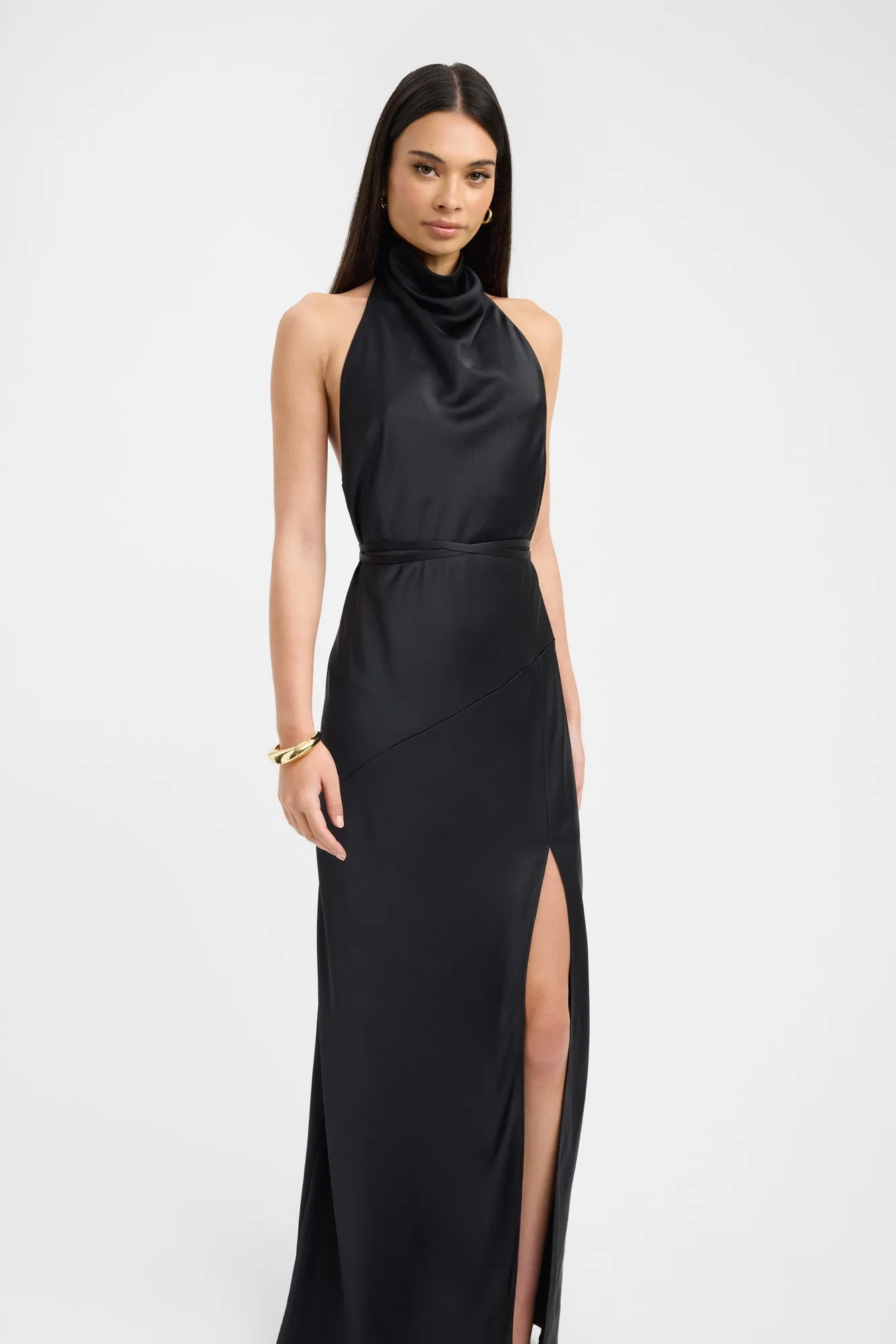 Fringe-Detail Fine Details Palermo Halter Maxi Dress