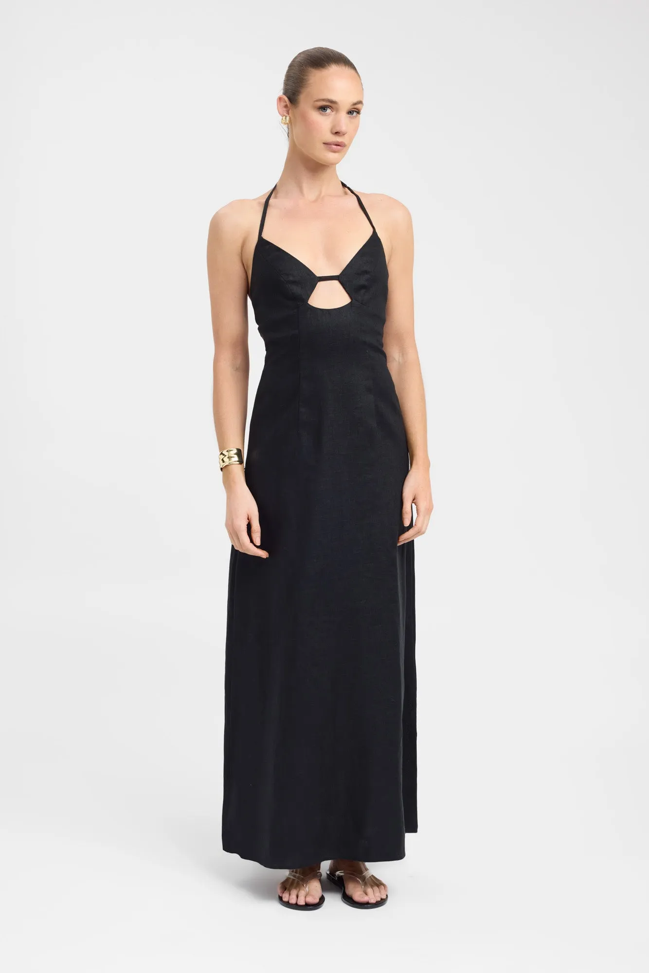 Sheer Layer Palm Bra Maxi Dress
