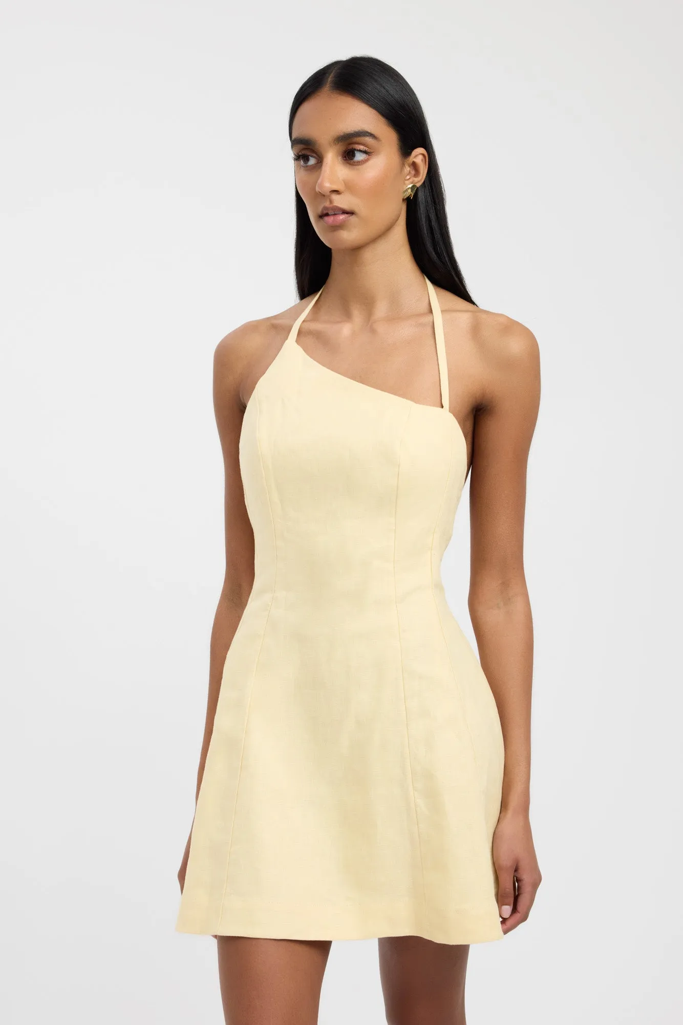 Whimsical Mood Palm One Shoulder Mini Dress