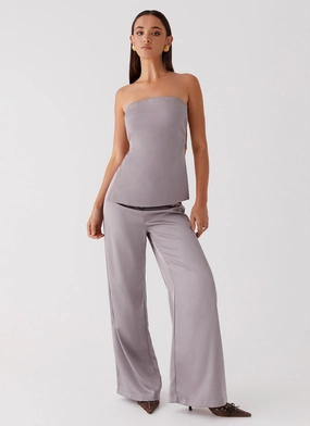 Palm Cove Satin Pants - Grey Hygienic Inner Lining folding health club Palm Cove Satin Pants - Grey