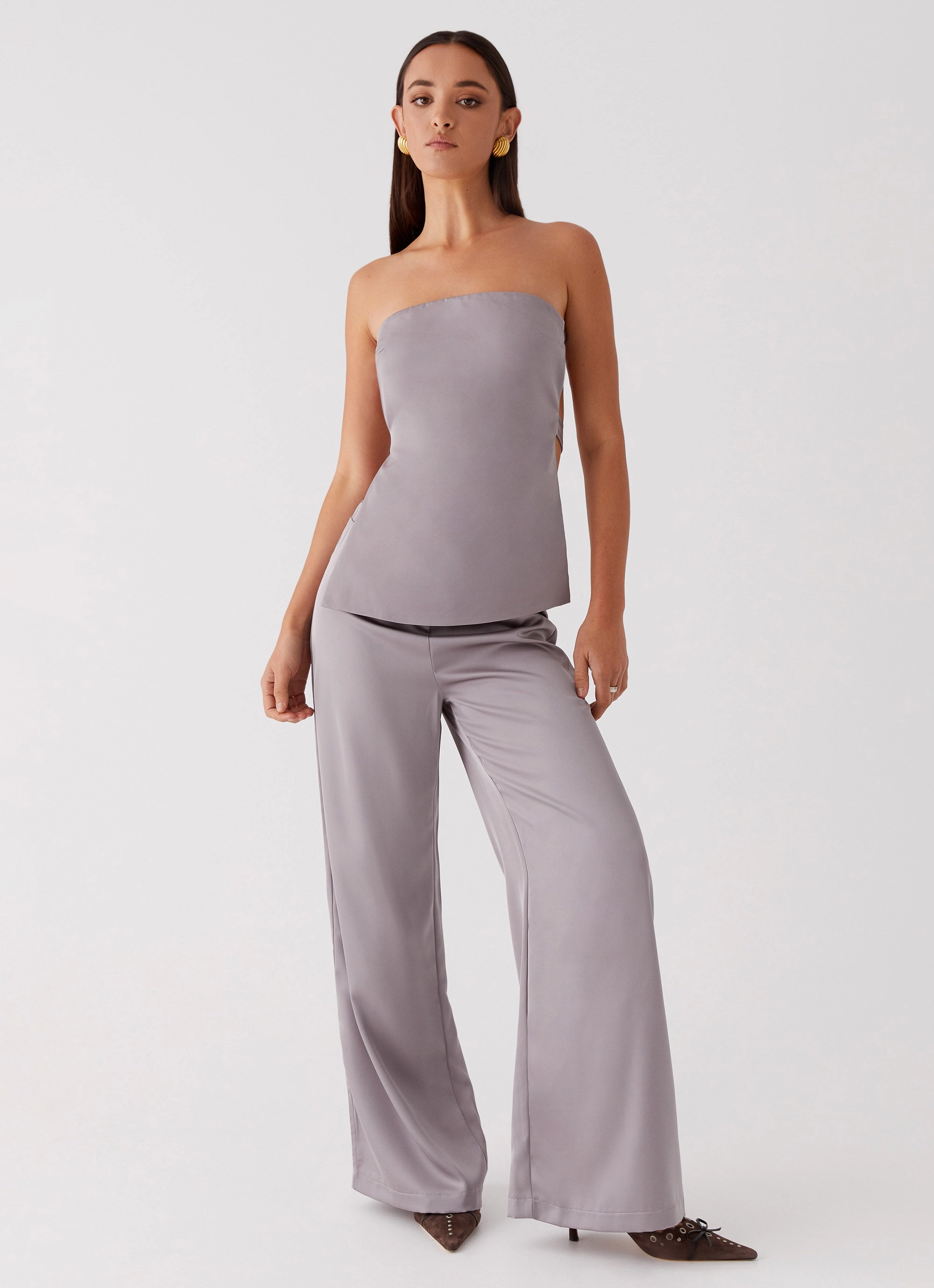 folding health club Palm Cove Satin Pants - Grey