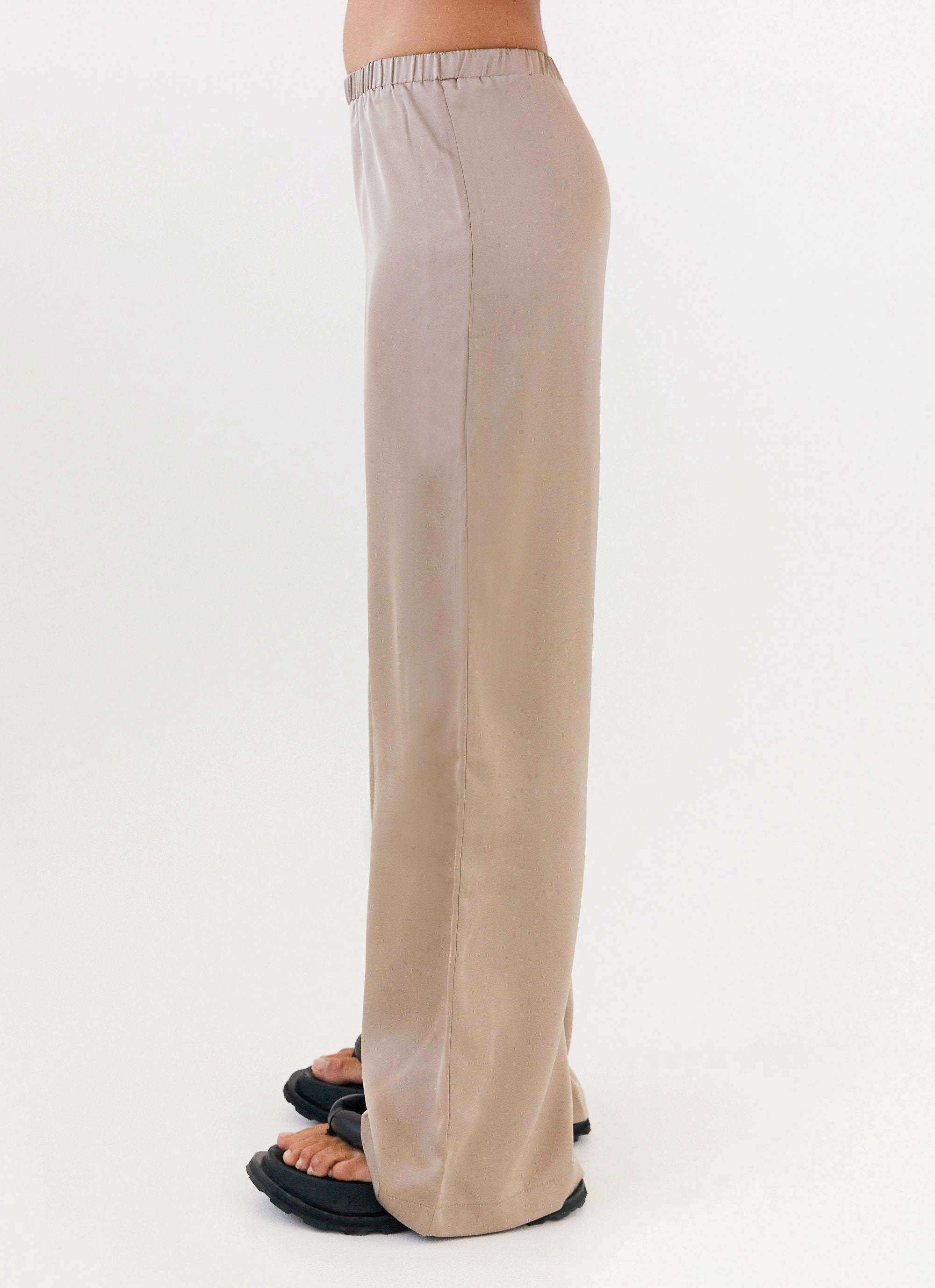 Body Aligned Palm Cove Satin Pants - Mushroom