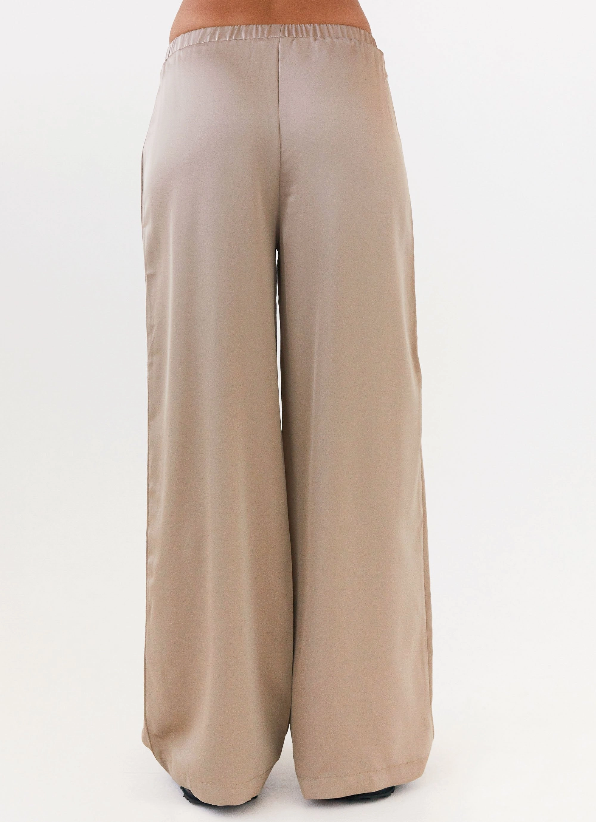 Palm Cove Satin Pants - Mushroom Tangle Free Cuffs Soft Touch Material
