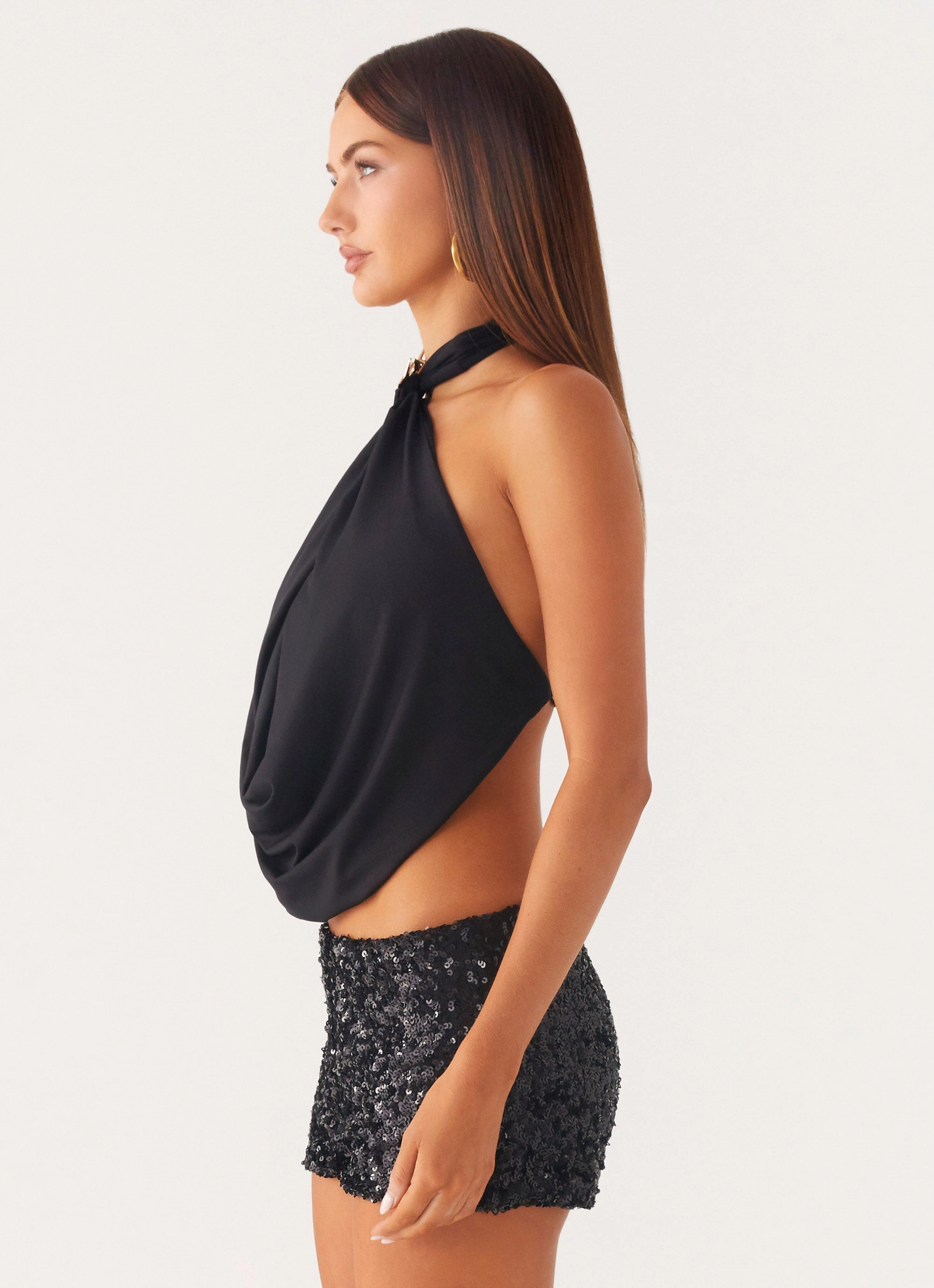 Paradisa Top - Black Textured Fabric Finish