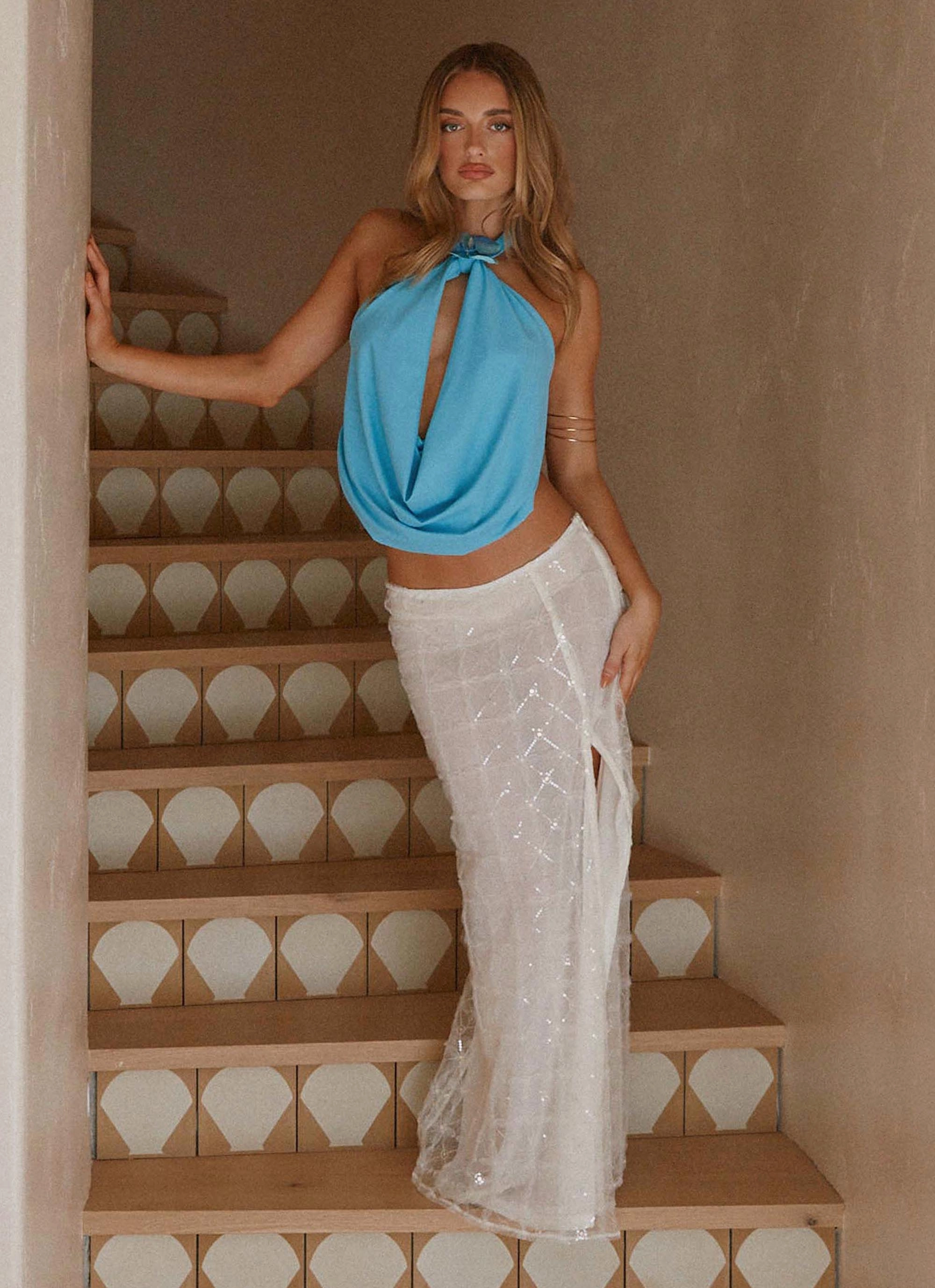 Paradisa Top - Turquoise Stylish Look Denim Shirt