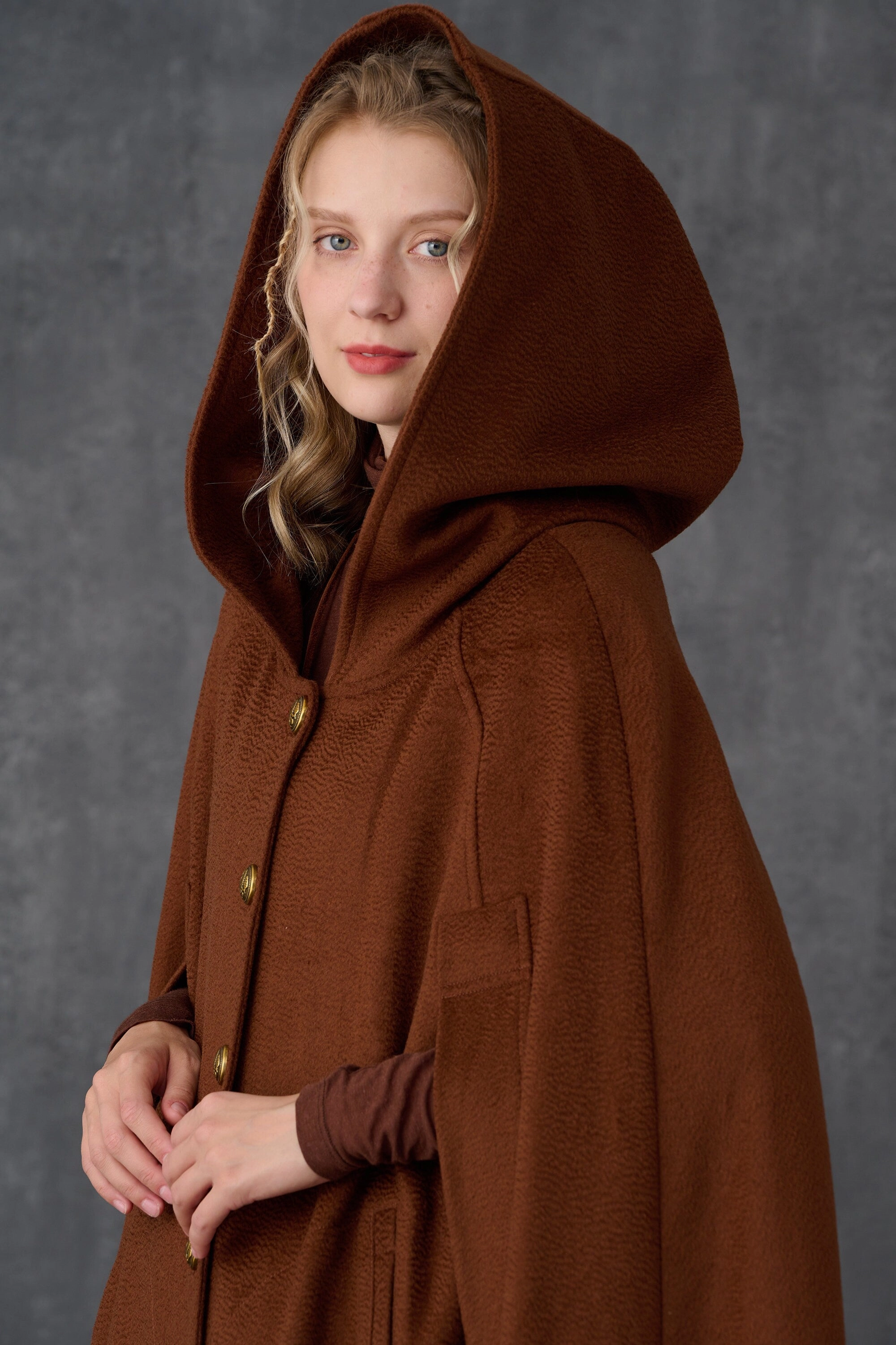 Parini 33 | Maxi Hooded wool cloak coat Polite Tone Classic Move