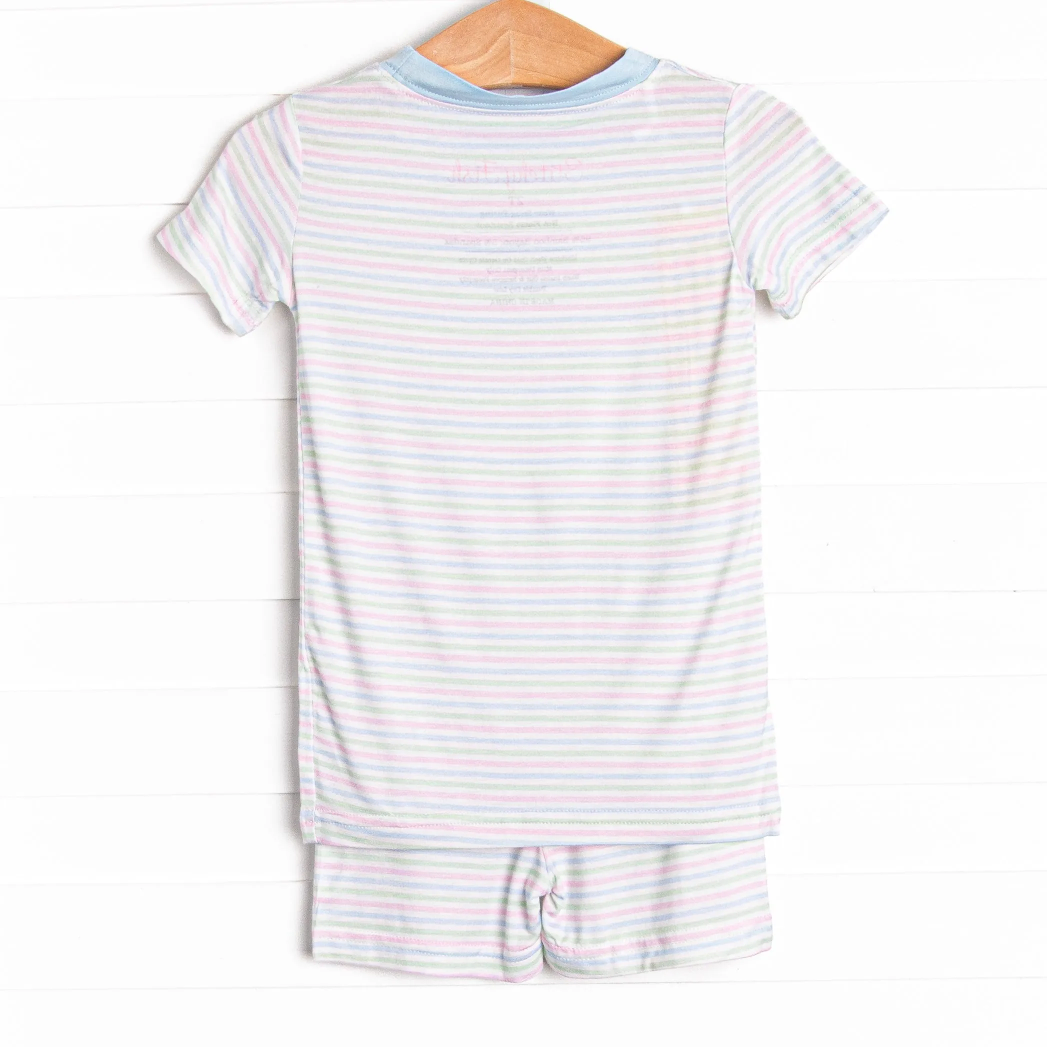 Pastel Pinstripe Bamboo Pajama Short Set, Blue
