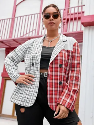 Patchwork Stylish Long Sleeve Oversized Jacket Blazer