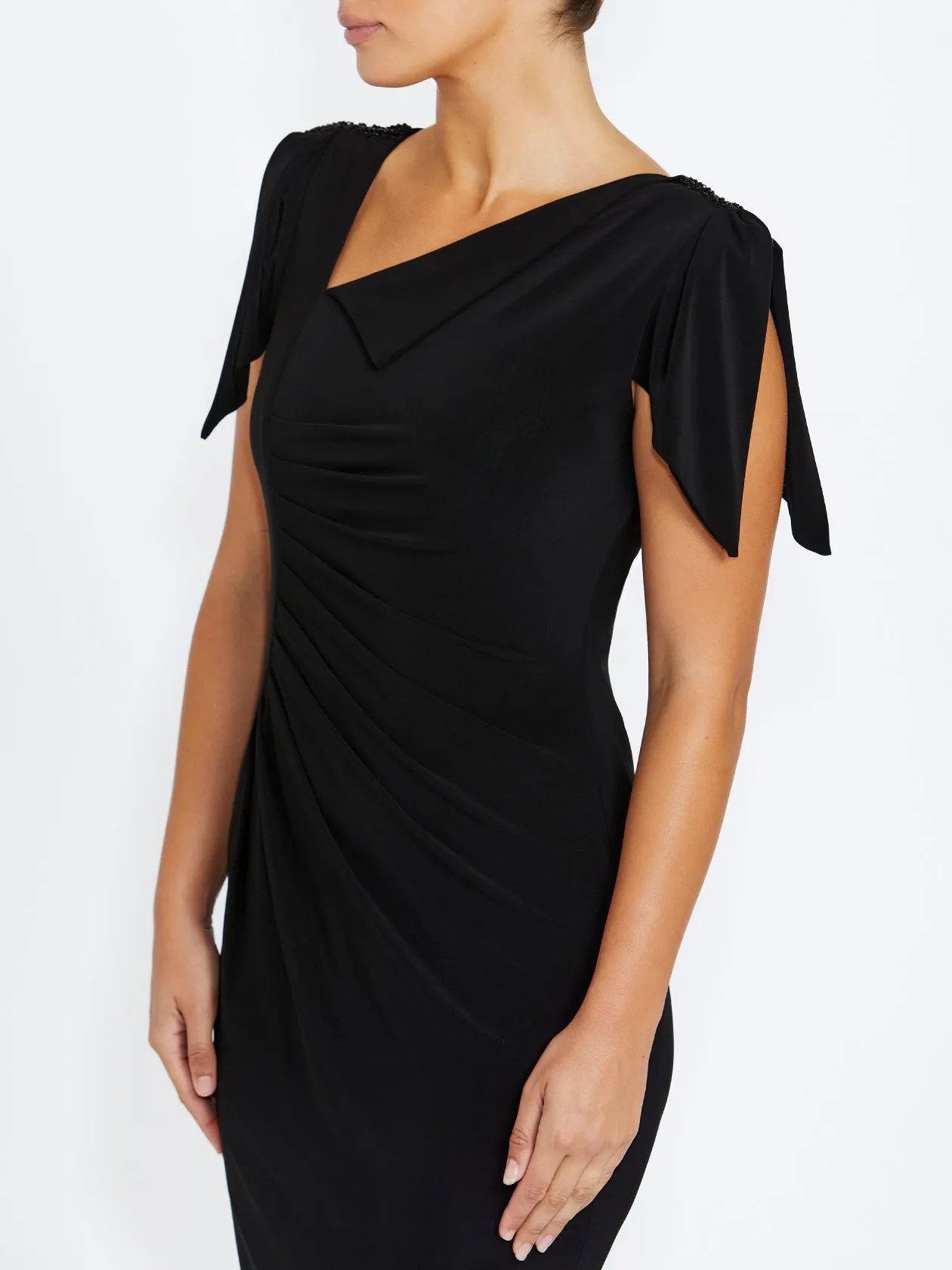 Comfortable and Soft Chilly Day Layers Hebe Black Jersey Dress