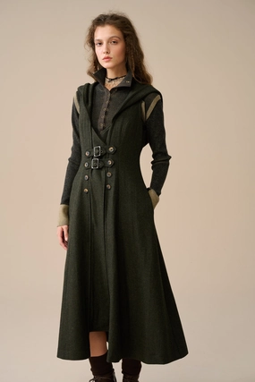 Patricia 21| hooded corset wool dress Hooded style Adjustable Drawstring Waist Flexible Knit Patricia 21| hooded corset wool dress