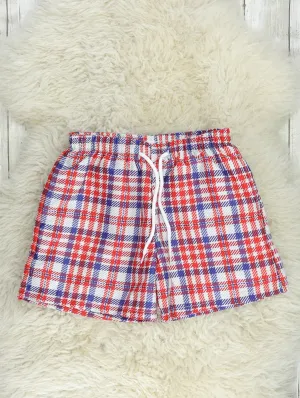 Patriotic Plaid Swim Trunks