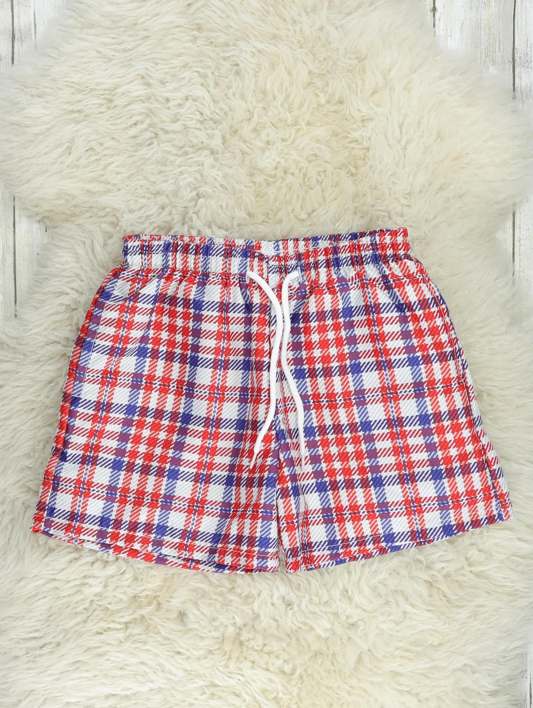 Patriotic Plaid Swim Trunks