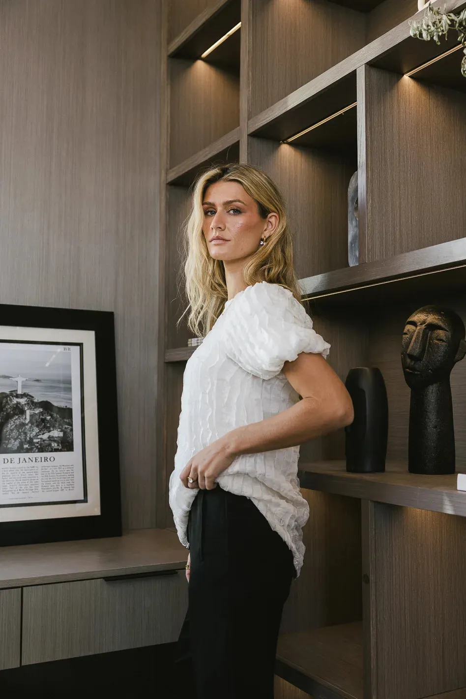 Patton Ruffle Blouse in Cream - FINAL SALE