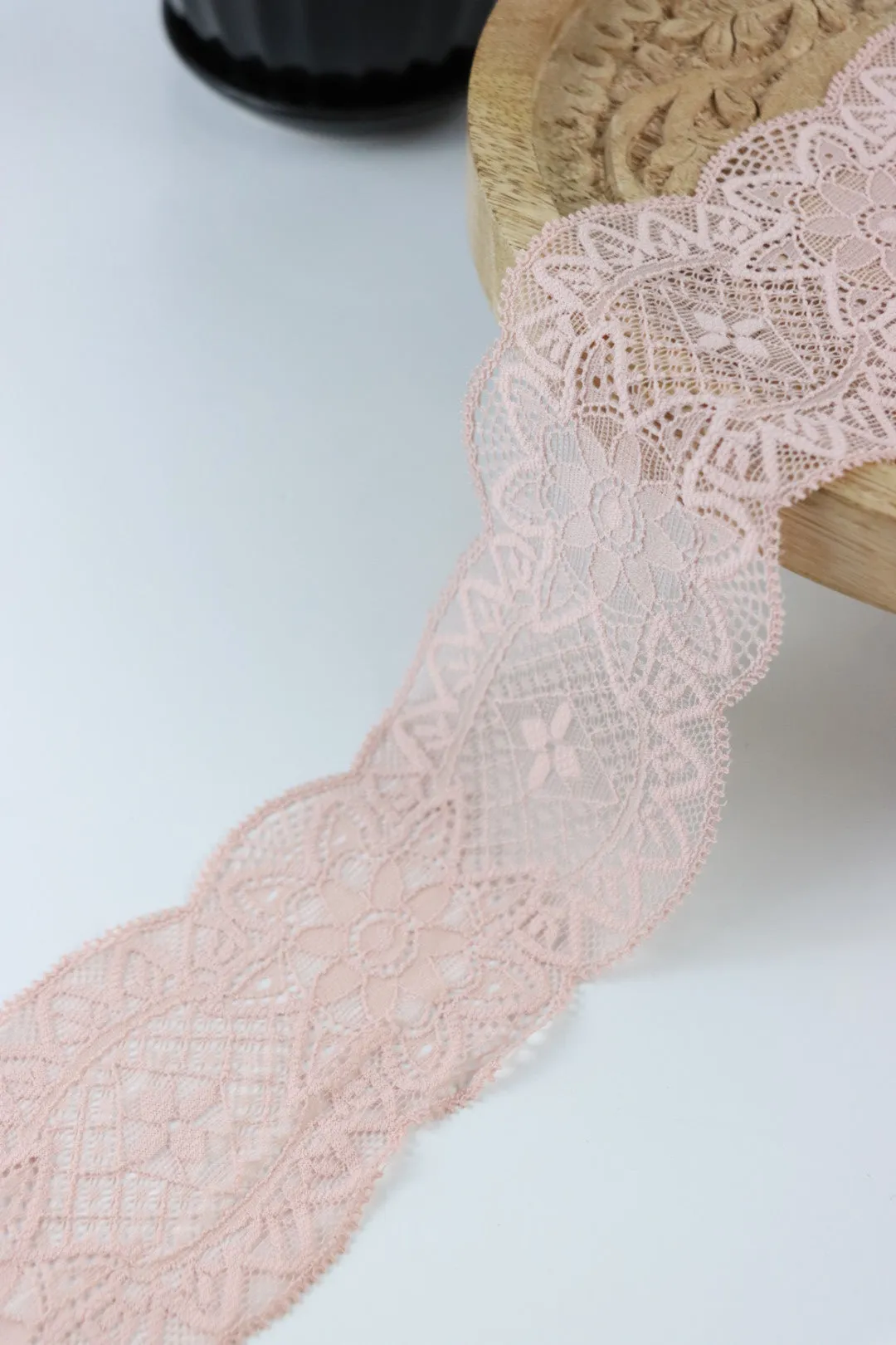Peach Whip 3" Wide Stretch Lace