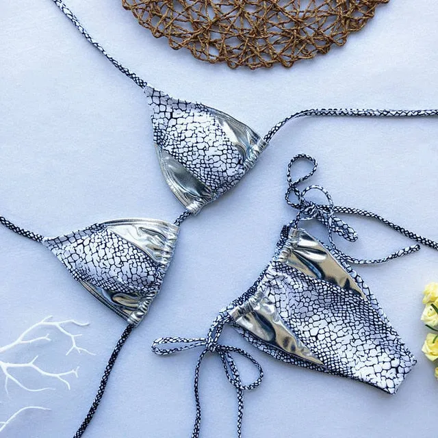 Peachtan Halter leopard bikini.
