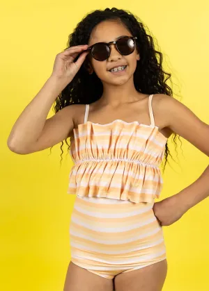 Peachy Stripe | Youth Oversized Ruffle Top